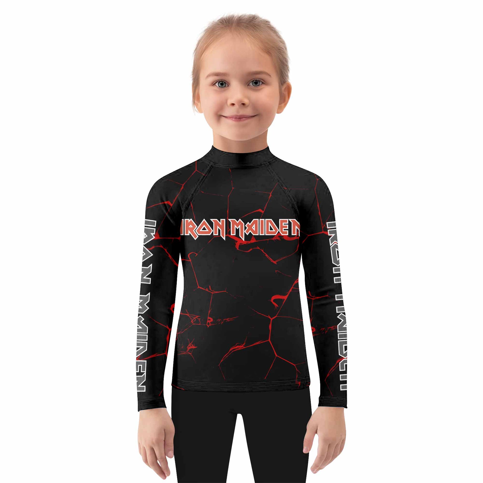 Iron Maiden A Real Dead One Kids Rash Guard Long Sleeve - girl's lifestyle view