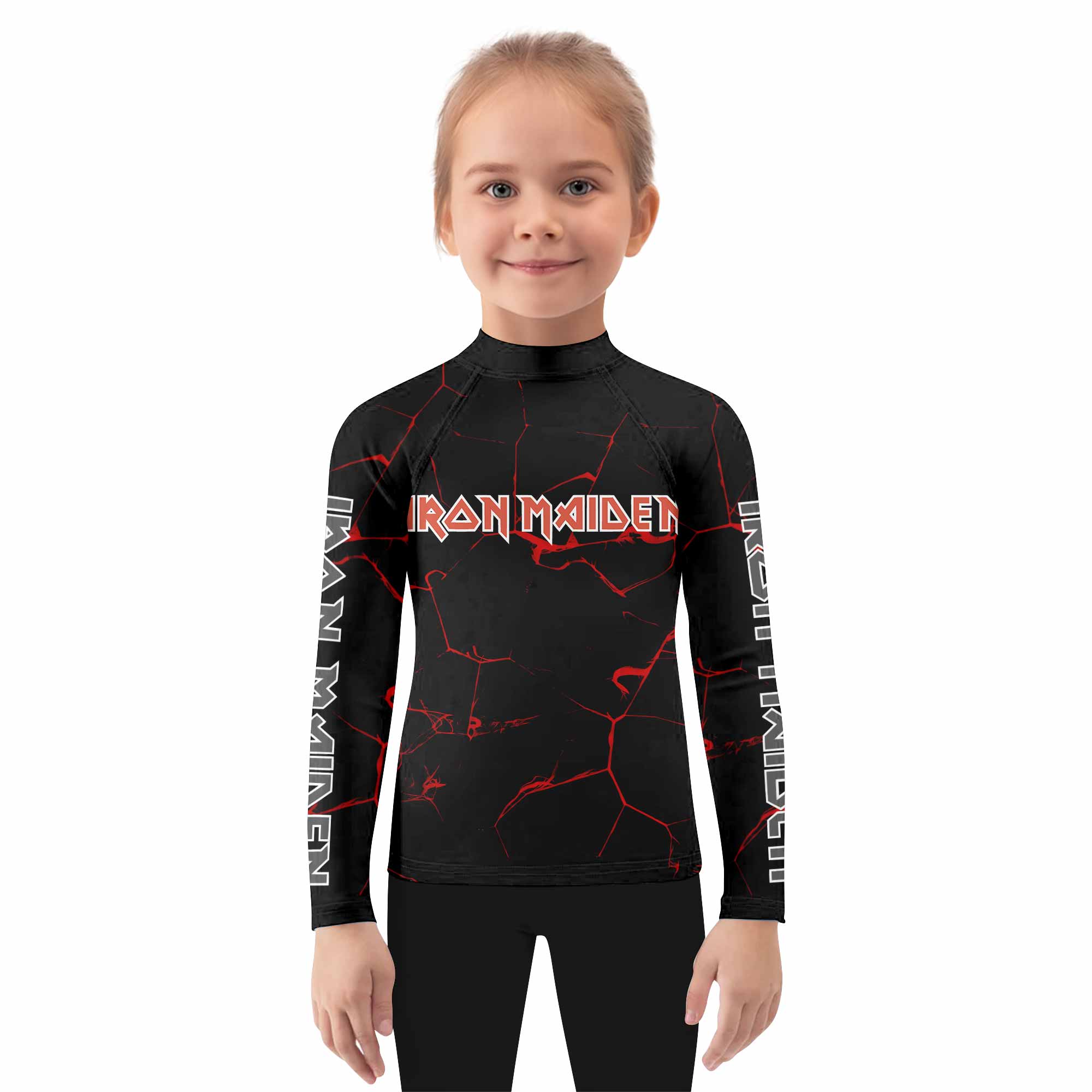 Iron Maiden A Real Dead One Kids Rash Guard Long Sleeve - girl's lifestyle view