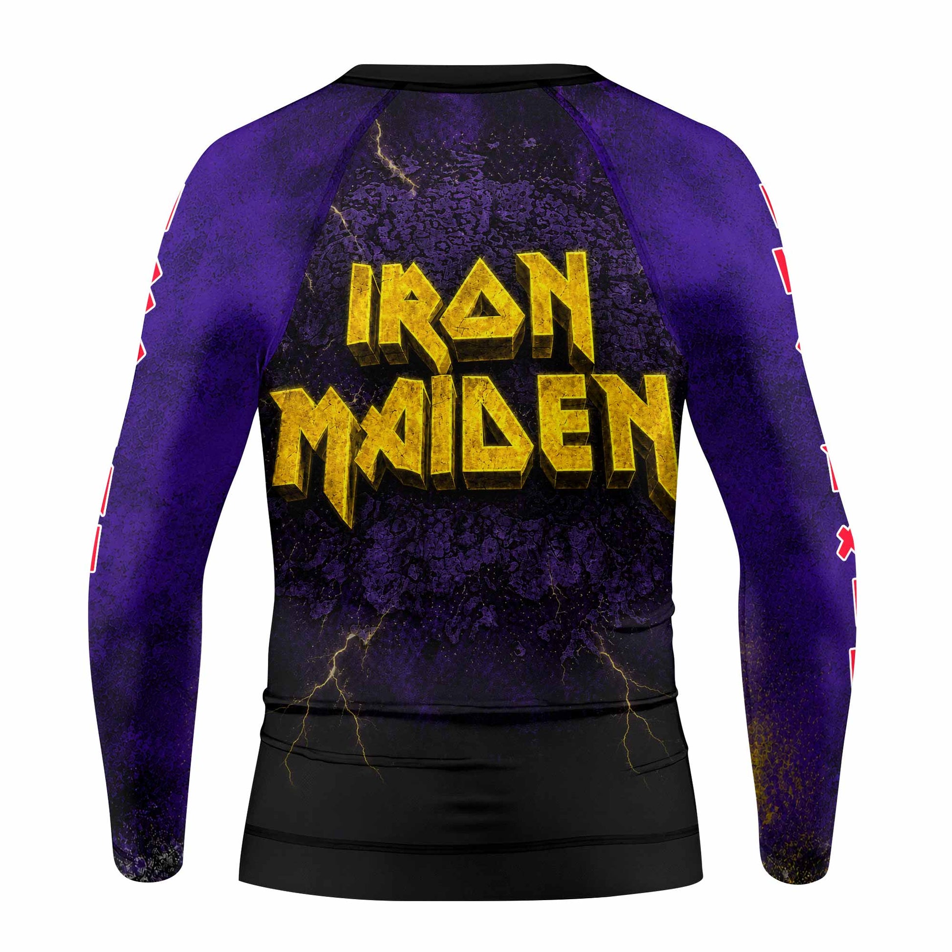 Iron Maiden Capitol Chaos Eddie Kids Rash Guard Long Sleeve - back view mockup