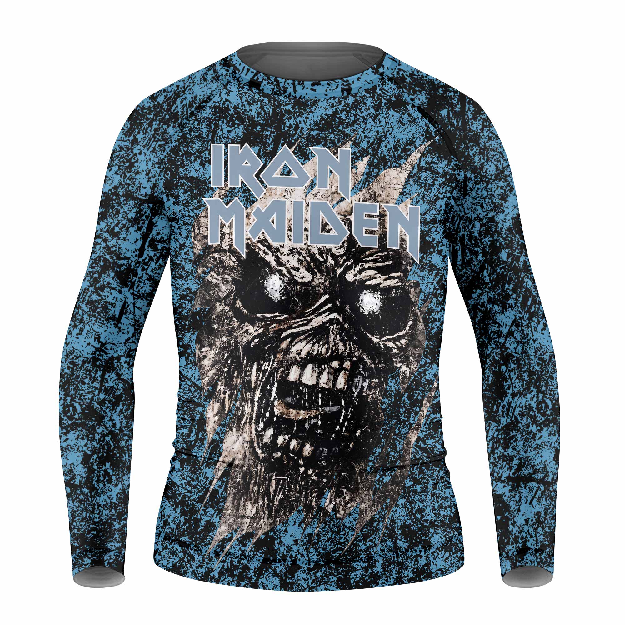 Iron Maiden Fear Reaper Eddie Kids Rash Guard Long Sleeve - front view mockup