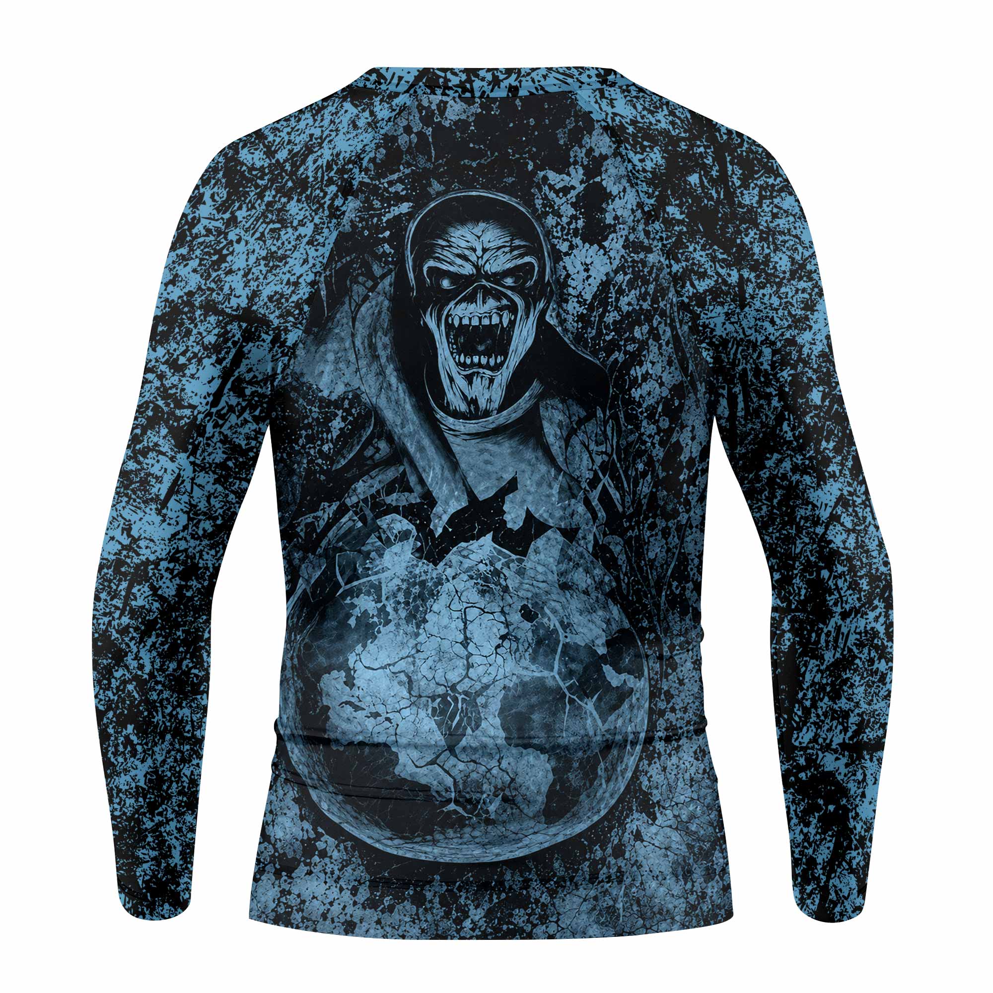 Iron Maiden Fear Reaper Eddie Kids Rash Guard Long Sleeve - back view mockup
