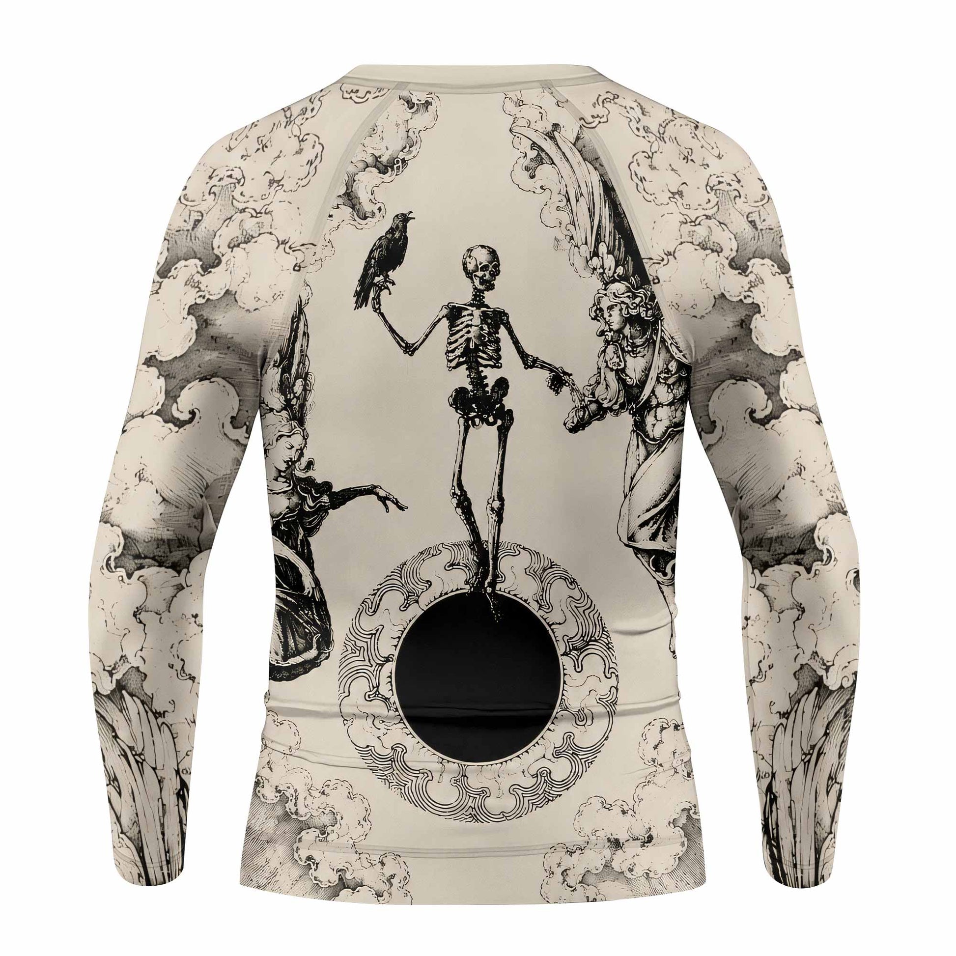 Celestial Memento Mori Kids Rash Guard Long Sleeve - back view mockup