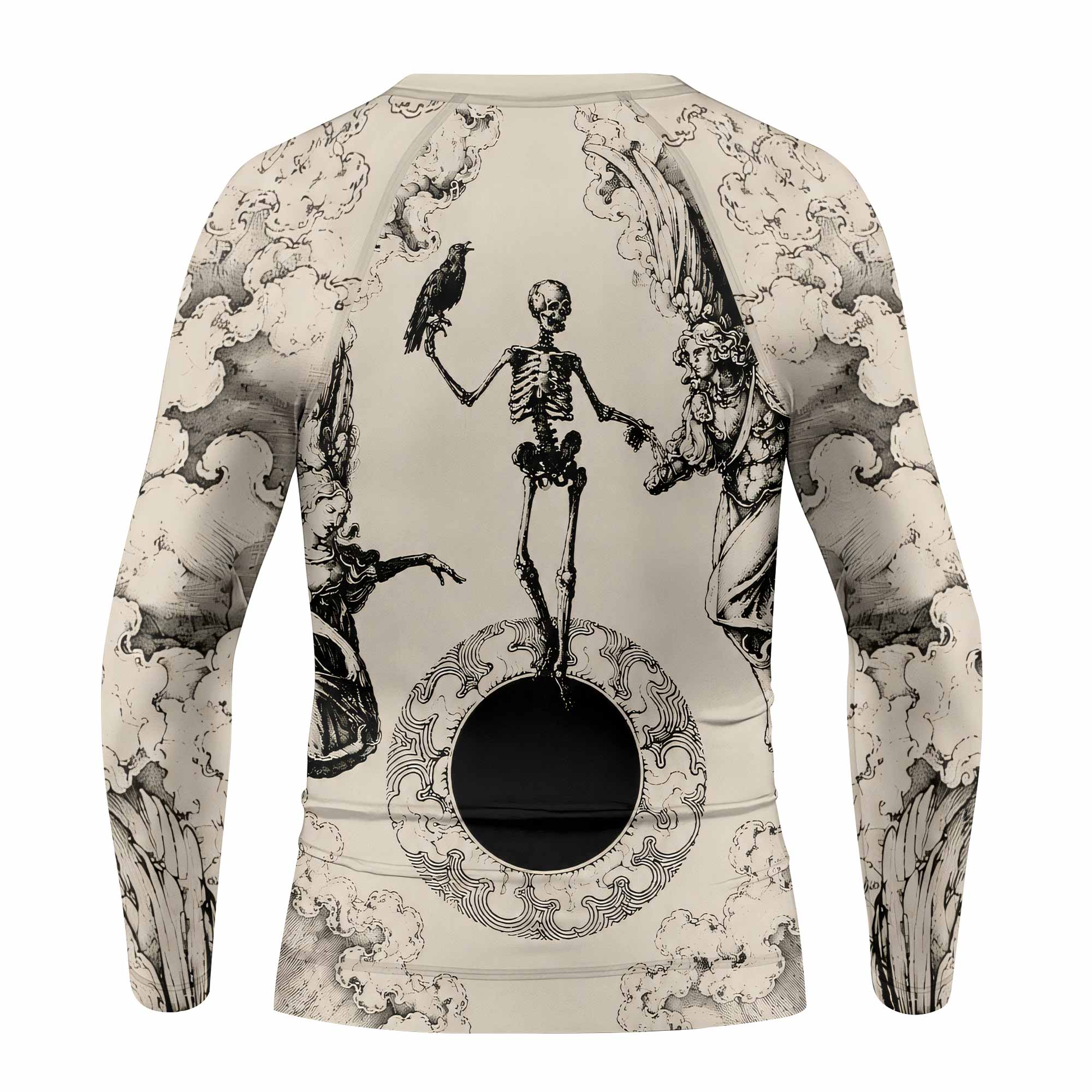 Celestial Memento Mori Kids Rash Guard Long Sleeve - back view mockup