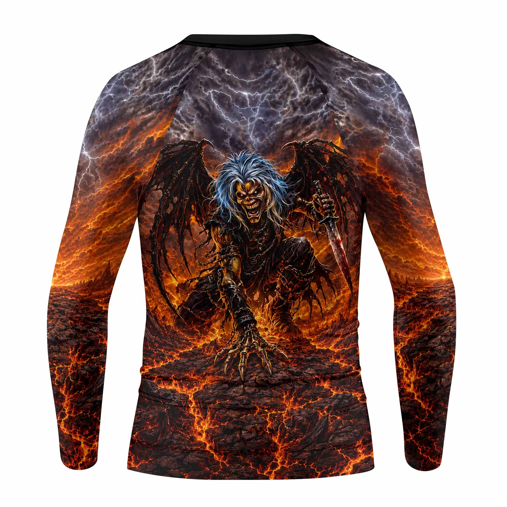 Iron Maiden The Fallen Angel Eddie Kids Rash Guard Long Sleeve - back view mockup