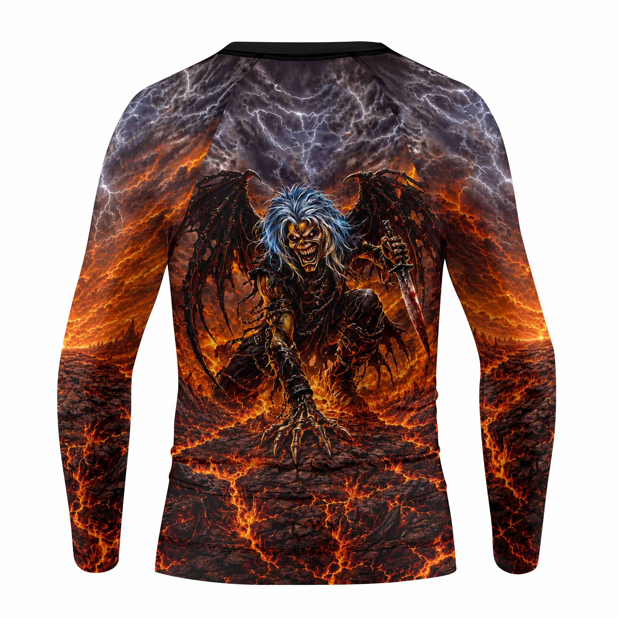 Iron Maiden The Fallen Angel Eddie Kids Rash Guard Long Sleeve - back view mockup