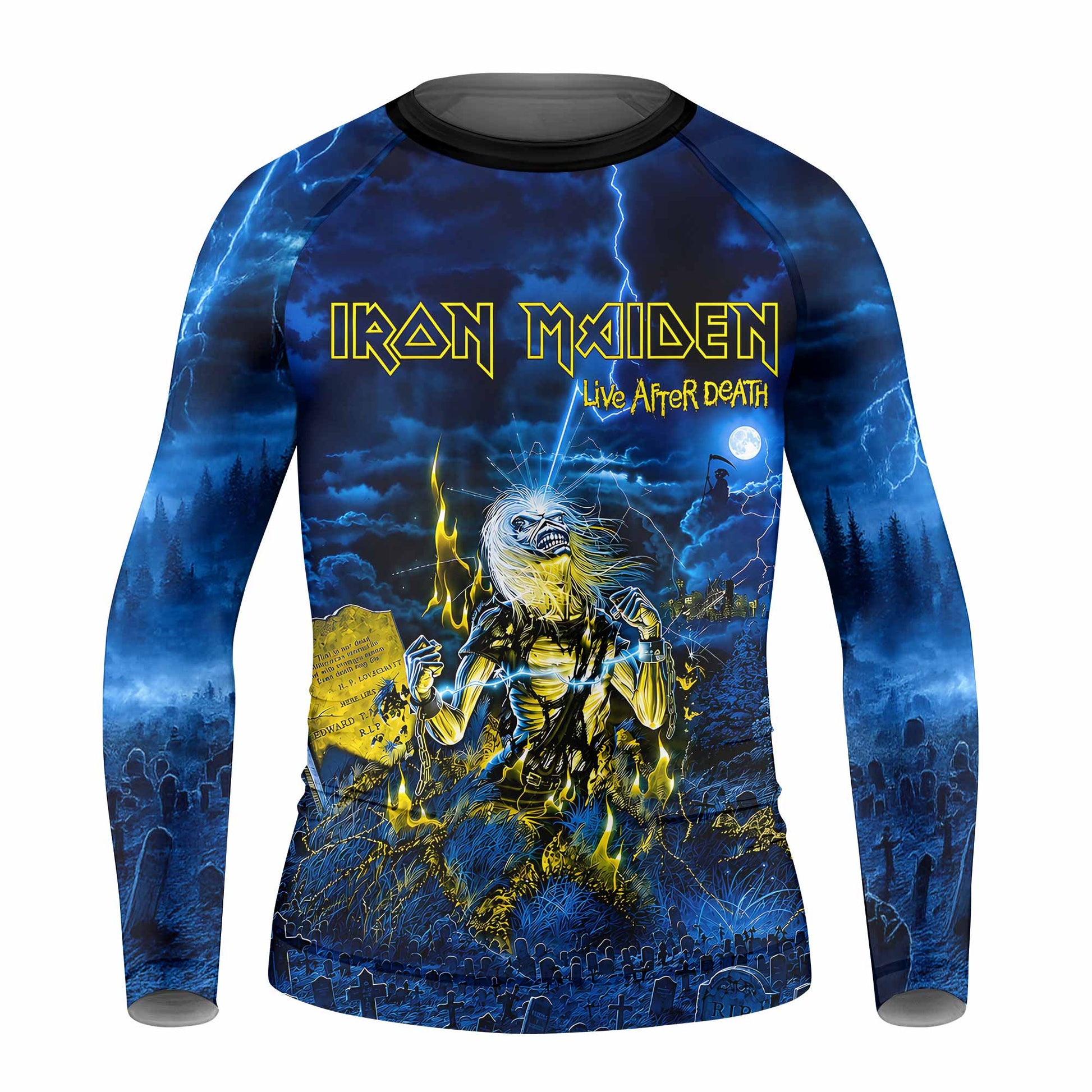 Iron Maiden Live After Death Eddie Kids Rash Guard Long Sleeve - front view mockup