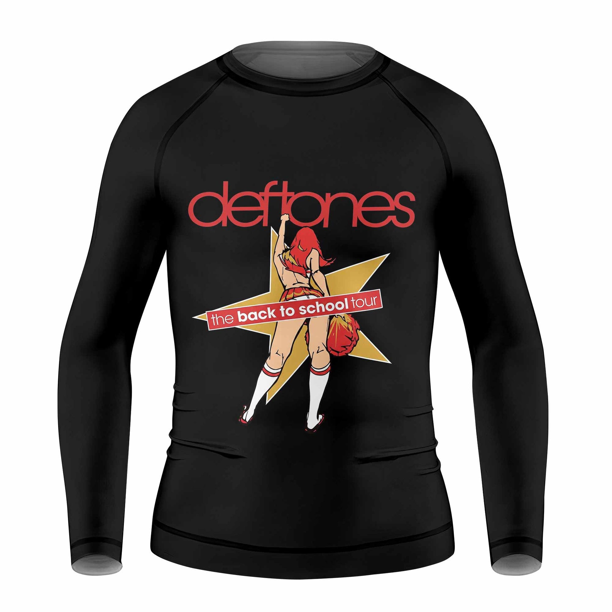 Deftones Back to School Tour Kids Rash Guard Long Sleeve - front view mockup