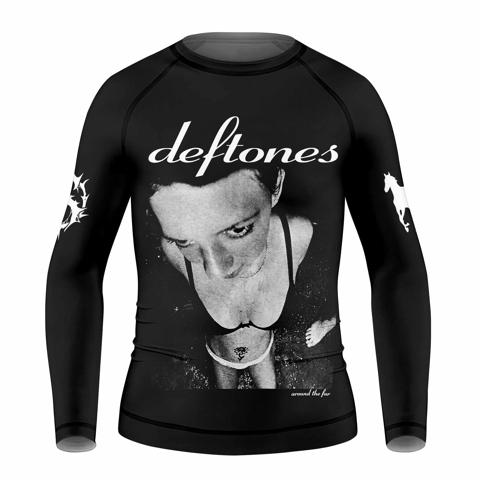 Deftones Around the Fur Kids Rash Guard Long Sleeve - front view mockup