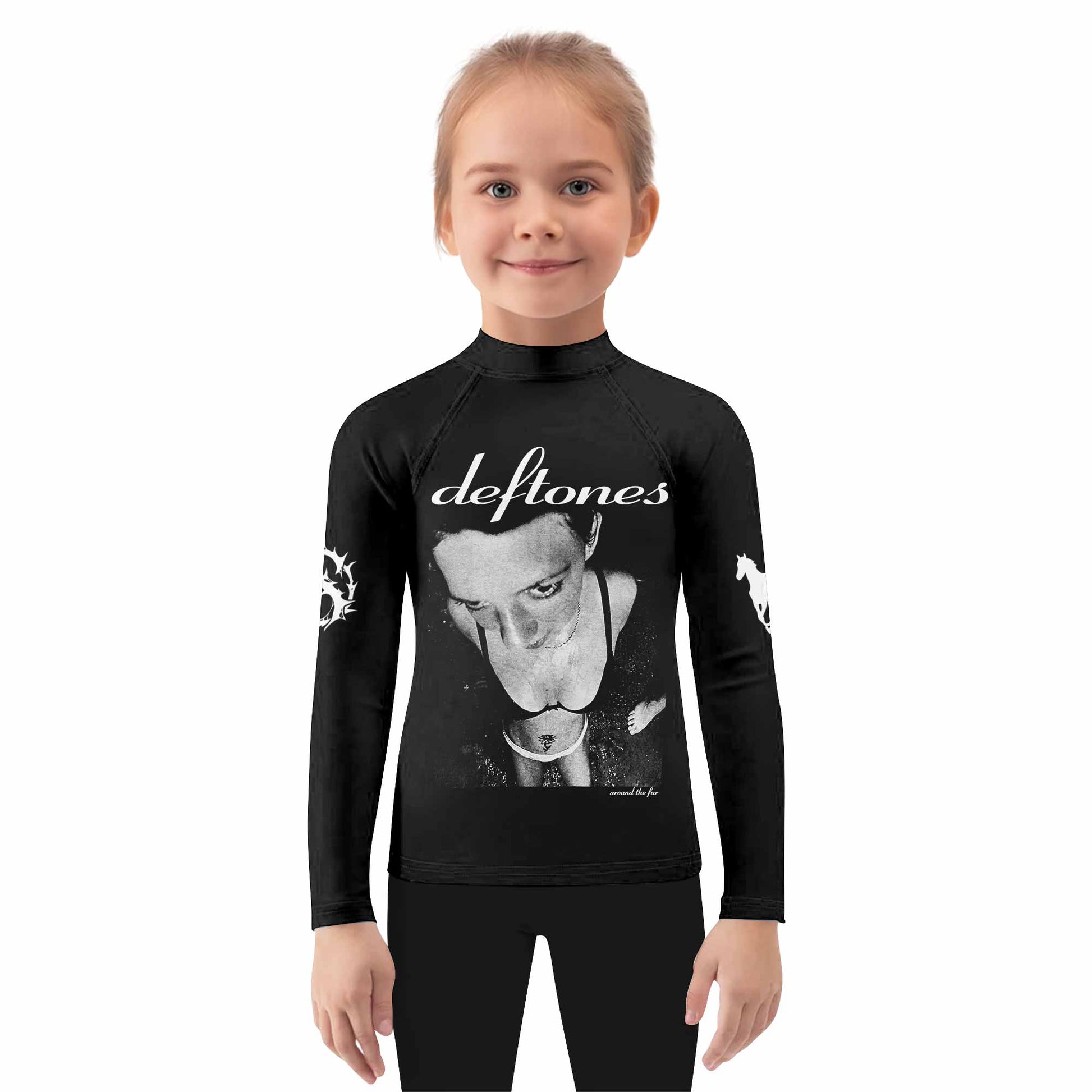 Deftones Around the Fur Kids Rash Guard Long Sleeve - girl's lifestyle view