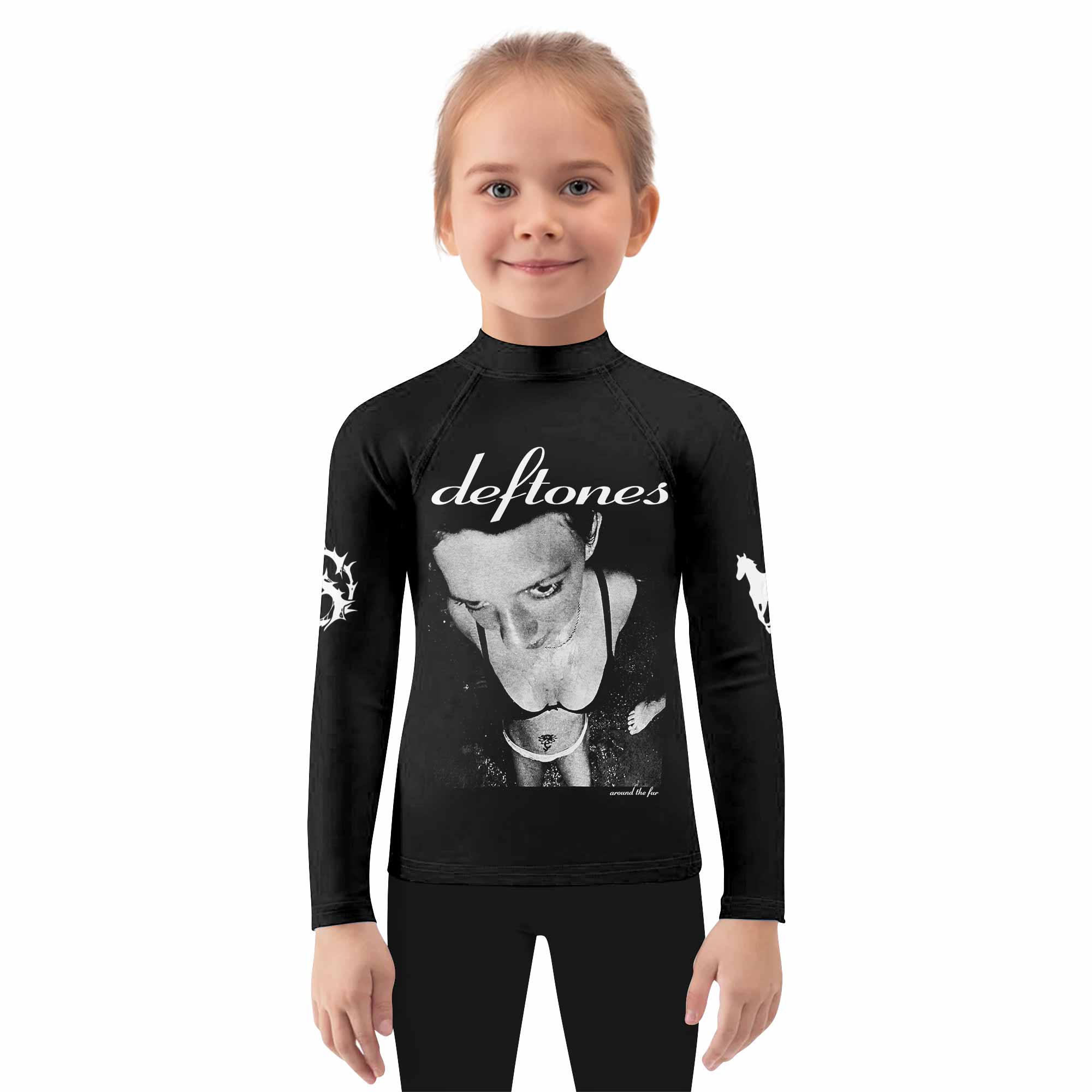 Deftones Around the Fur Kids Rash Guard Long Sleeve - girl's lifestyle view