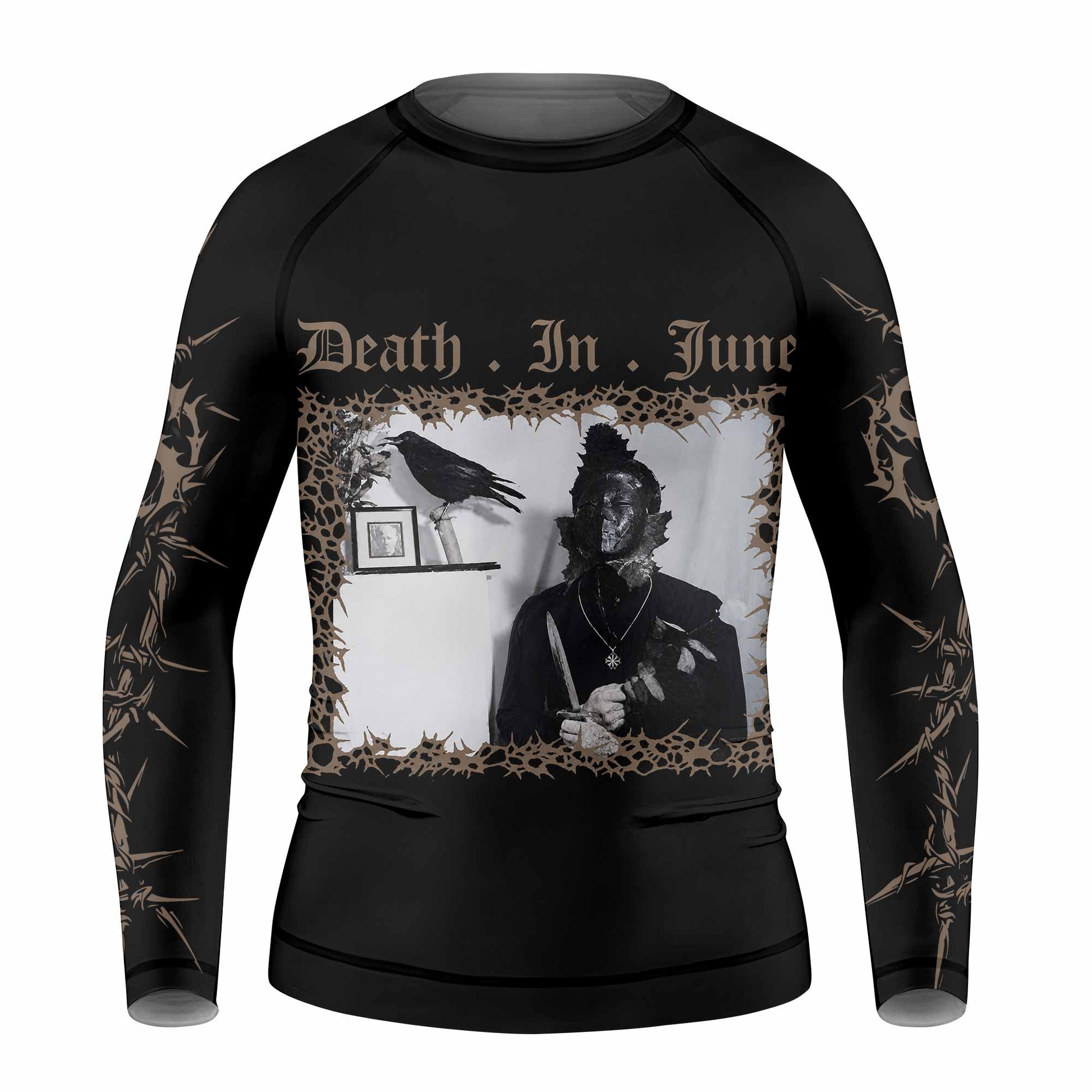Death in June Ritual Raven Kids Rash Guard Long Sleeve - front view mockup