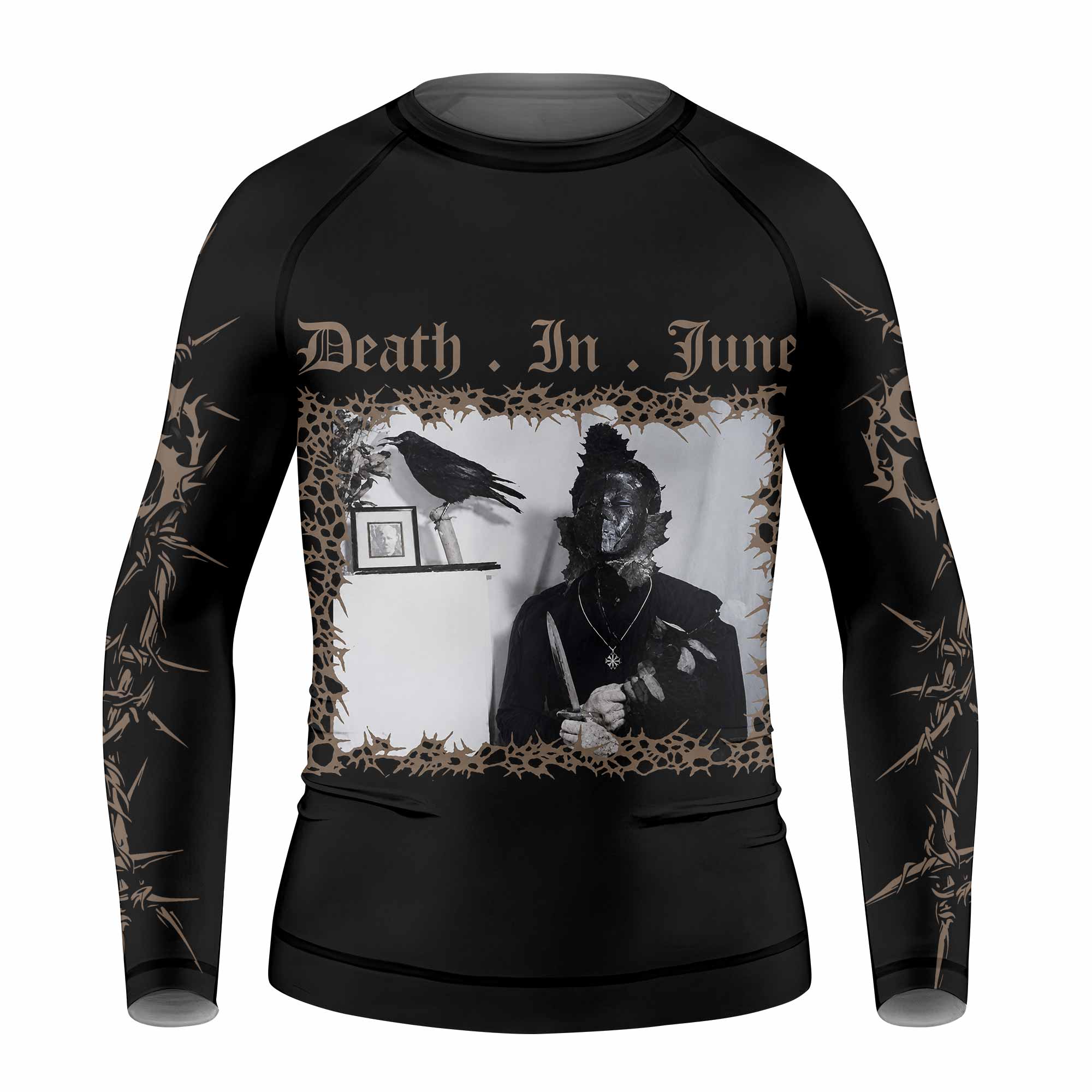 Death in June Ritual Raven Kids Rash Guard Long Sleeve - front view mockup