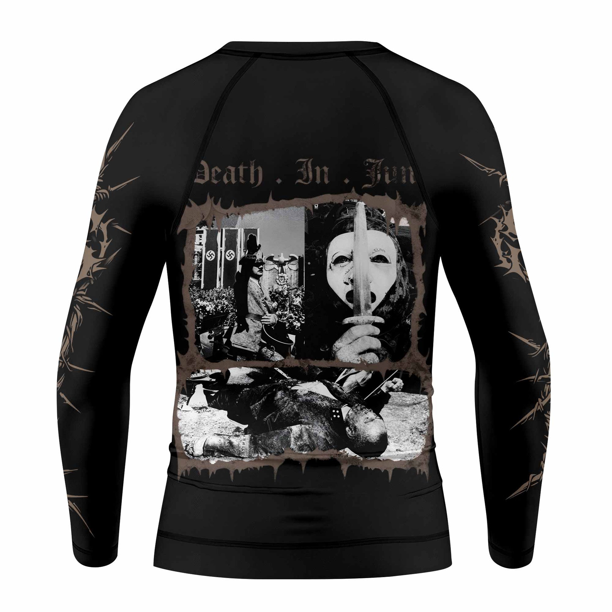Death in June Ritual Raven Kids Rash Guard Long Sleeve - back view mockup