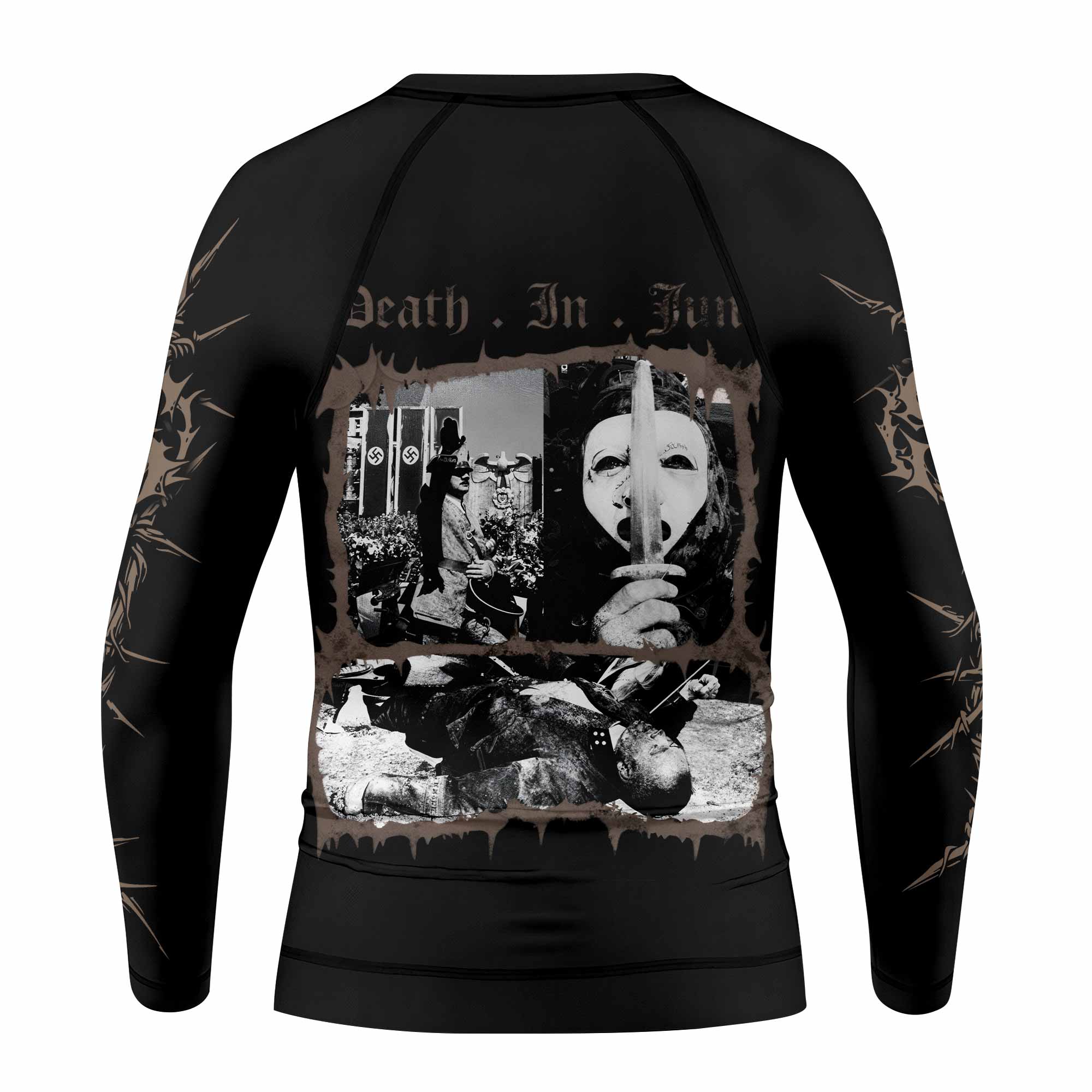 Death in June Ritual Raven Kids Rash Guard Long Sleeve - back view mockup