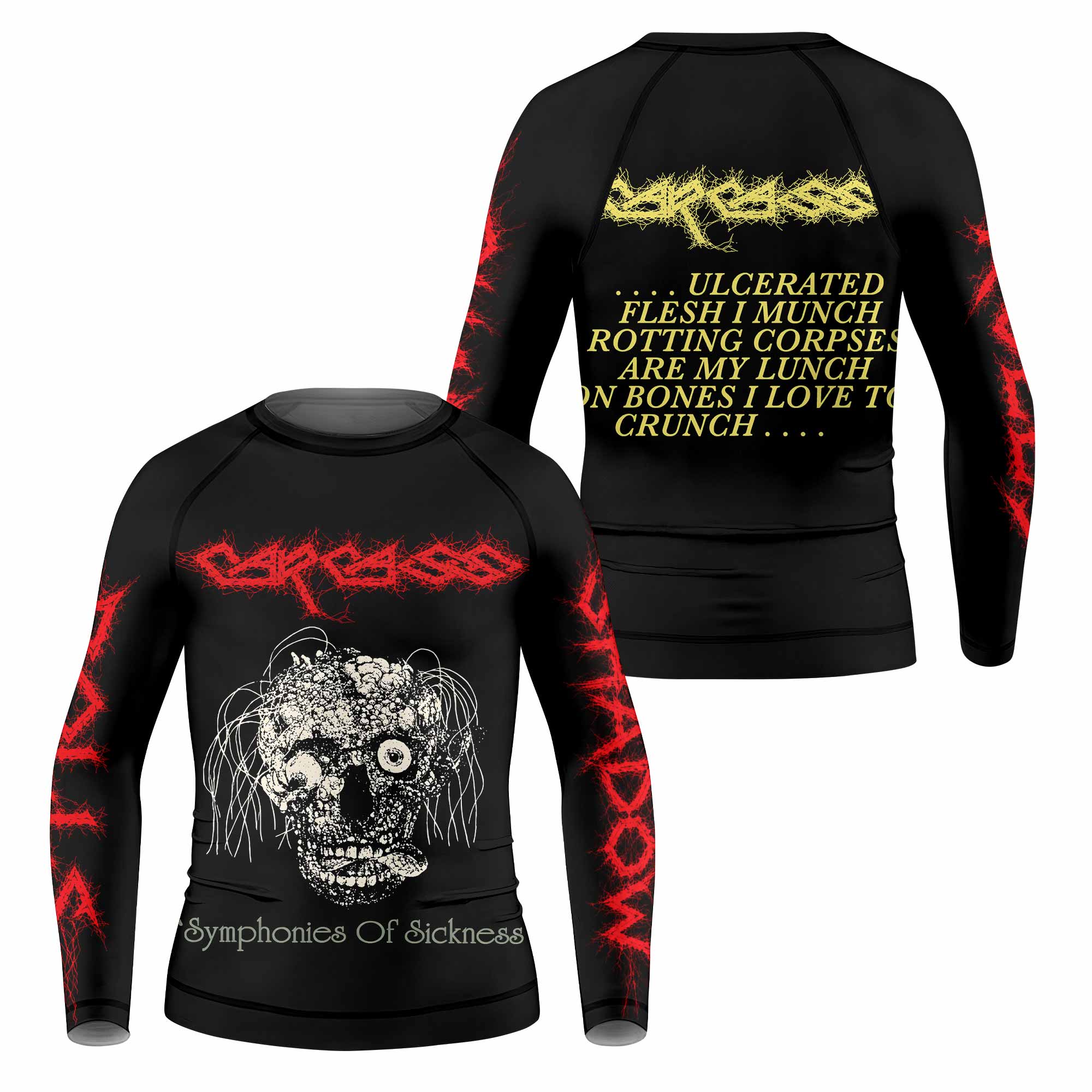 Carcass Symphonies of Sickness Kids Rash Guard Long Sleeve - front and back view