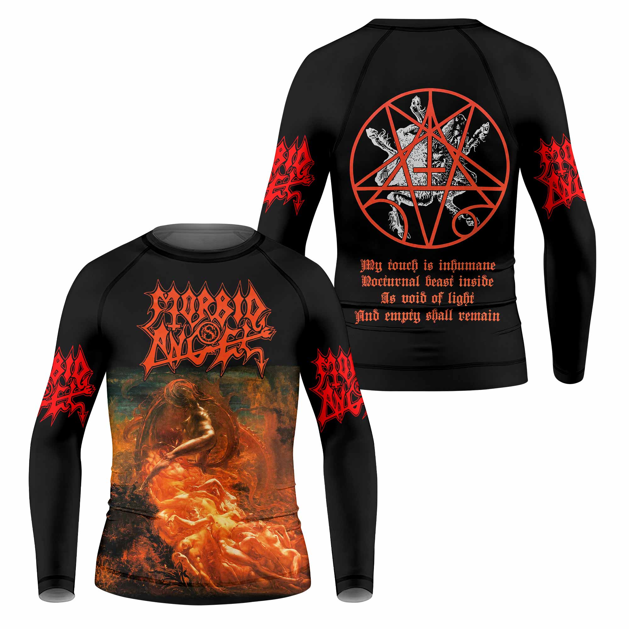 Morbid Angel Altars of Madness Kids Rash Guard Long Sleeve - front and back view