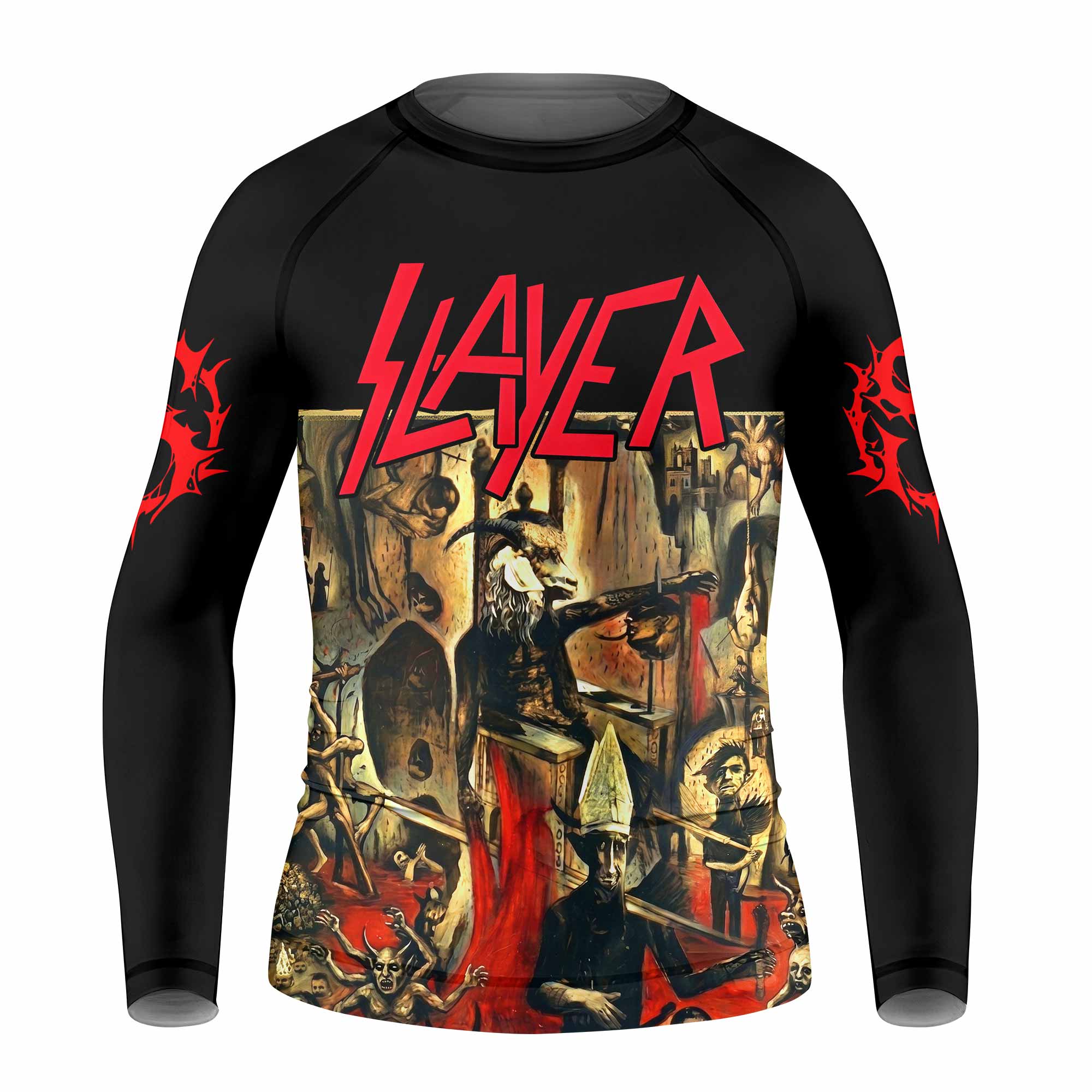 South of Heaven Slayer Kids Rash Guard Long Sleeve - front view mockup