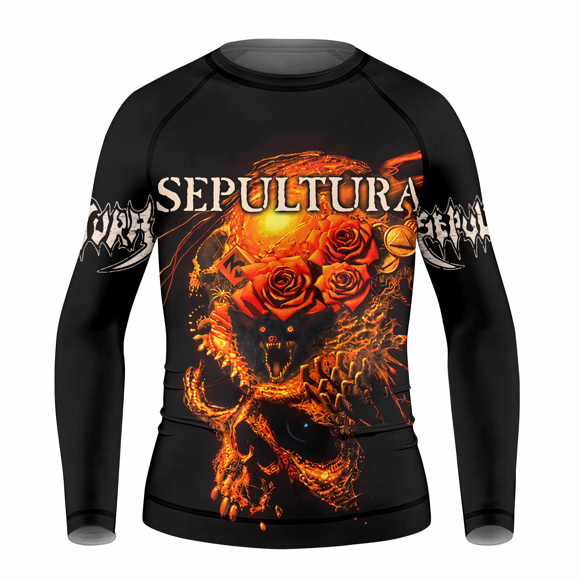 Beneath the Remains Sepultura Kids Rash Guard Long Sleeve - front view mockup