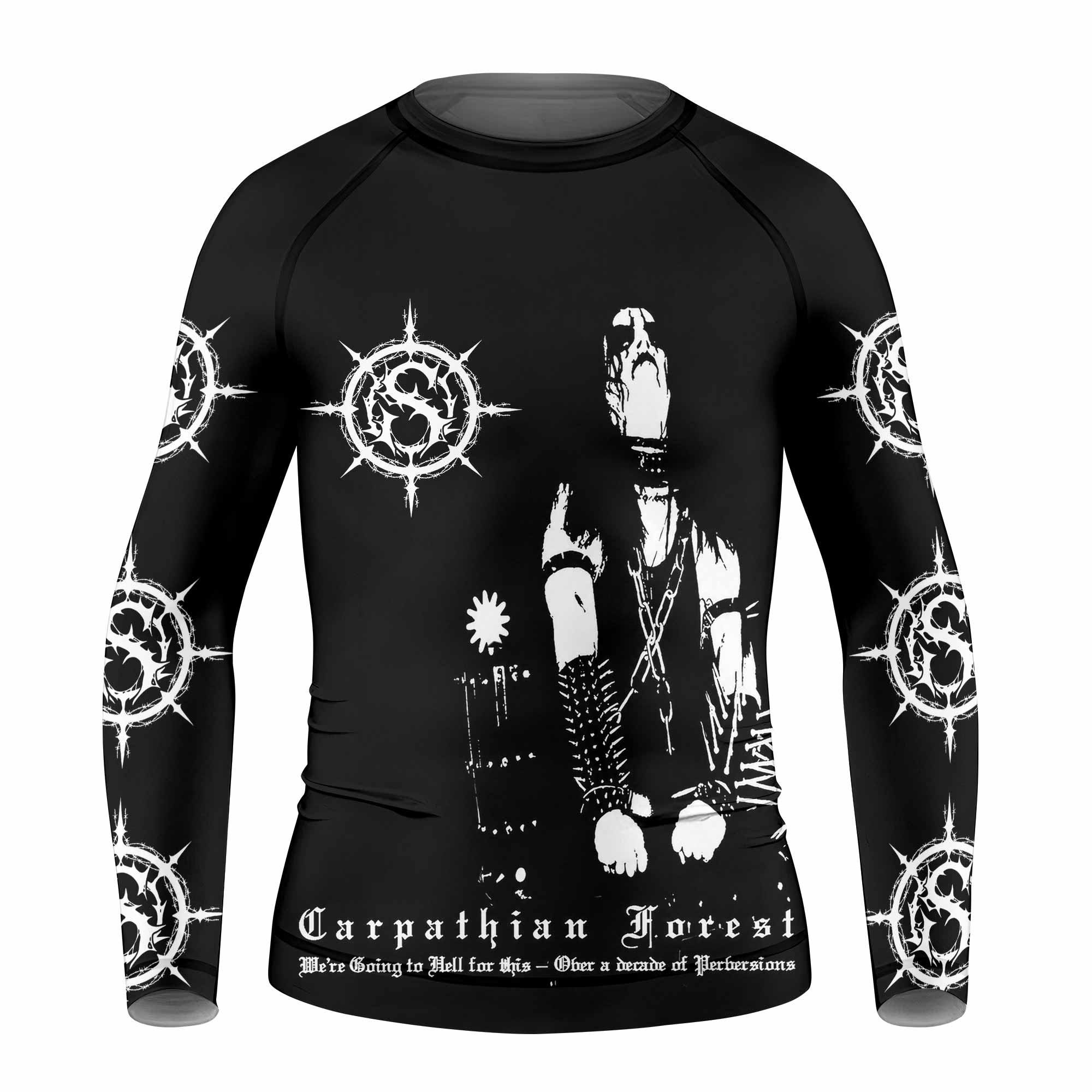 Carpathian Forest We're Going to Hell for This Kids Rash Guard Long Sleeve - front view mockup