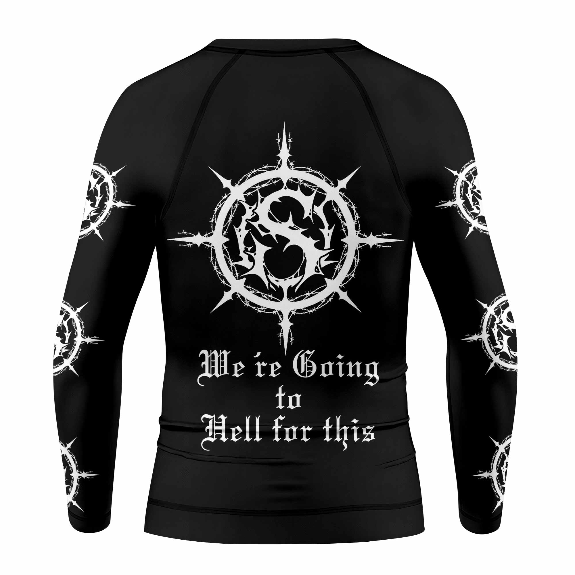 Carpathian Forest We're Going to Hell for This Kids Rash Guard Long Sleeve - back view mockup