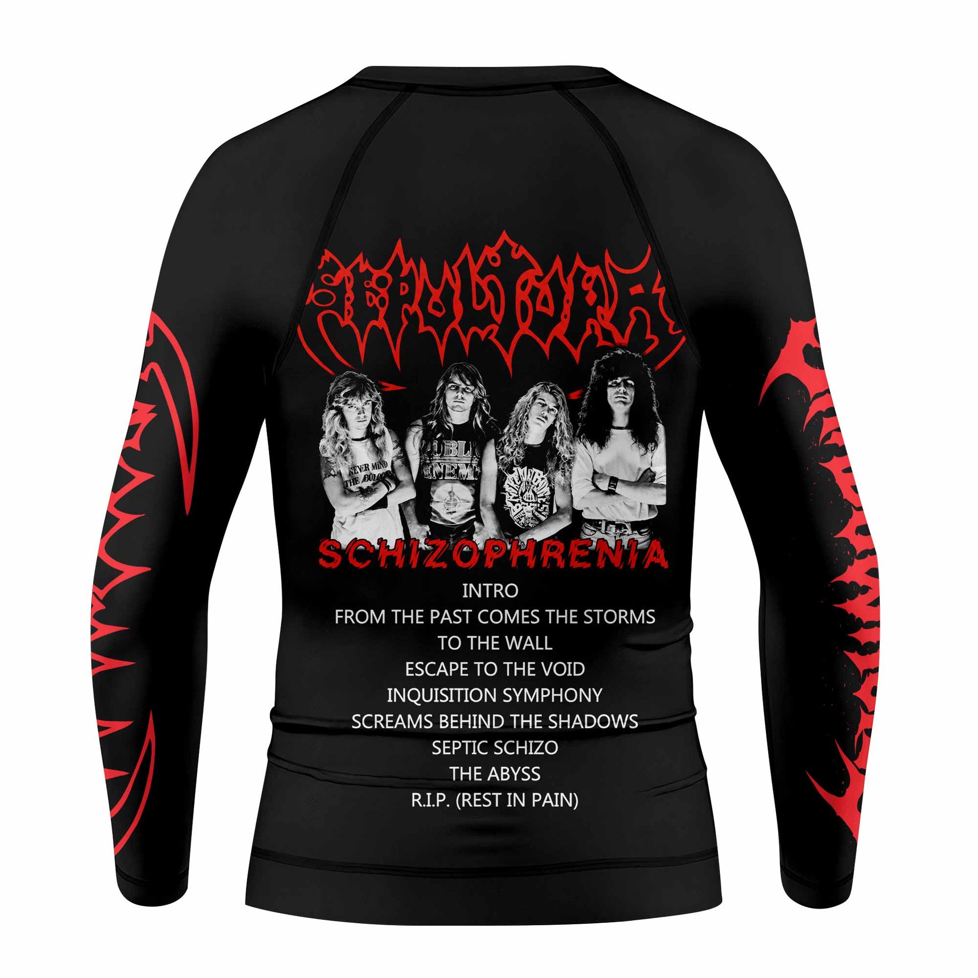 Sepultura Schizophrenia Kids Rash Guard Long Sleeve - back view mockup