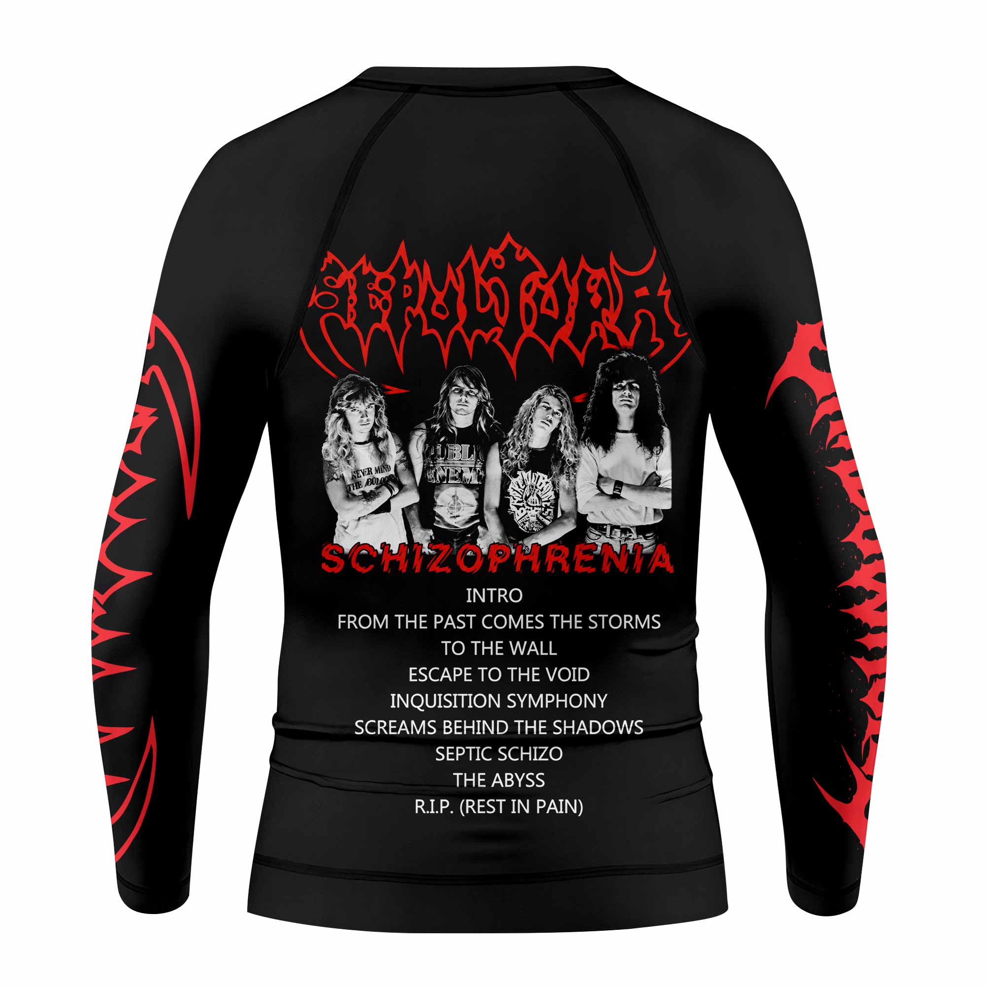 Sepultura Schizophrenia Kids Rash Guard Long Sleeve - back view mockup