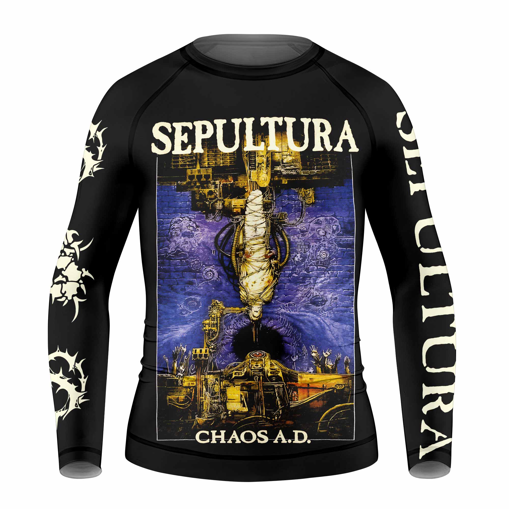 Chaos A.D. Sepultura Kids Rash Guard Long Sleeve - front view mockup