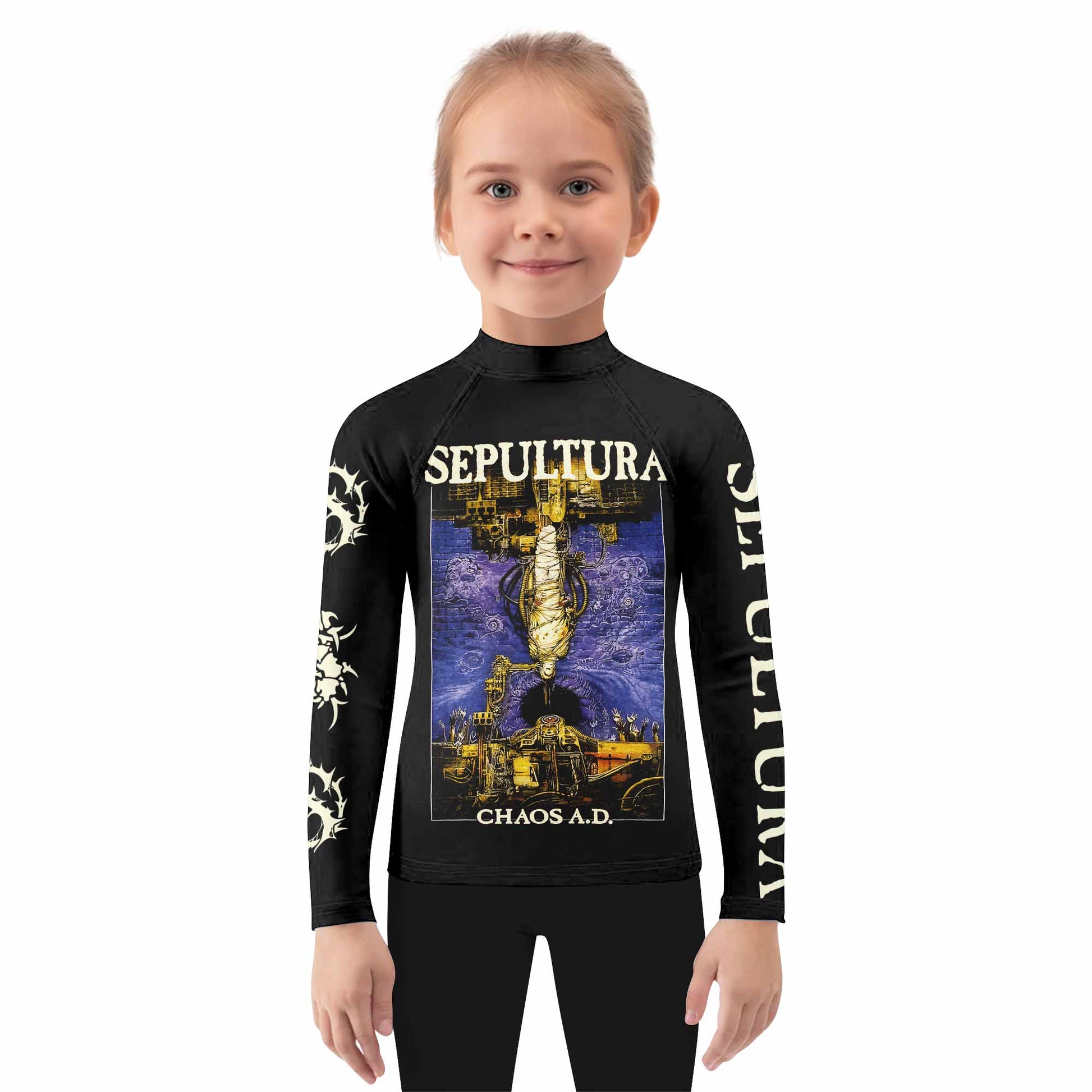 Chaos A.D. Sepultura Kids Rash Guard Long Sleeve - girl's lifestyle view