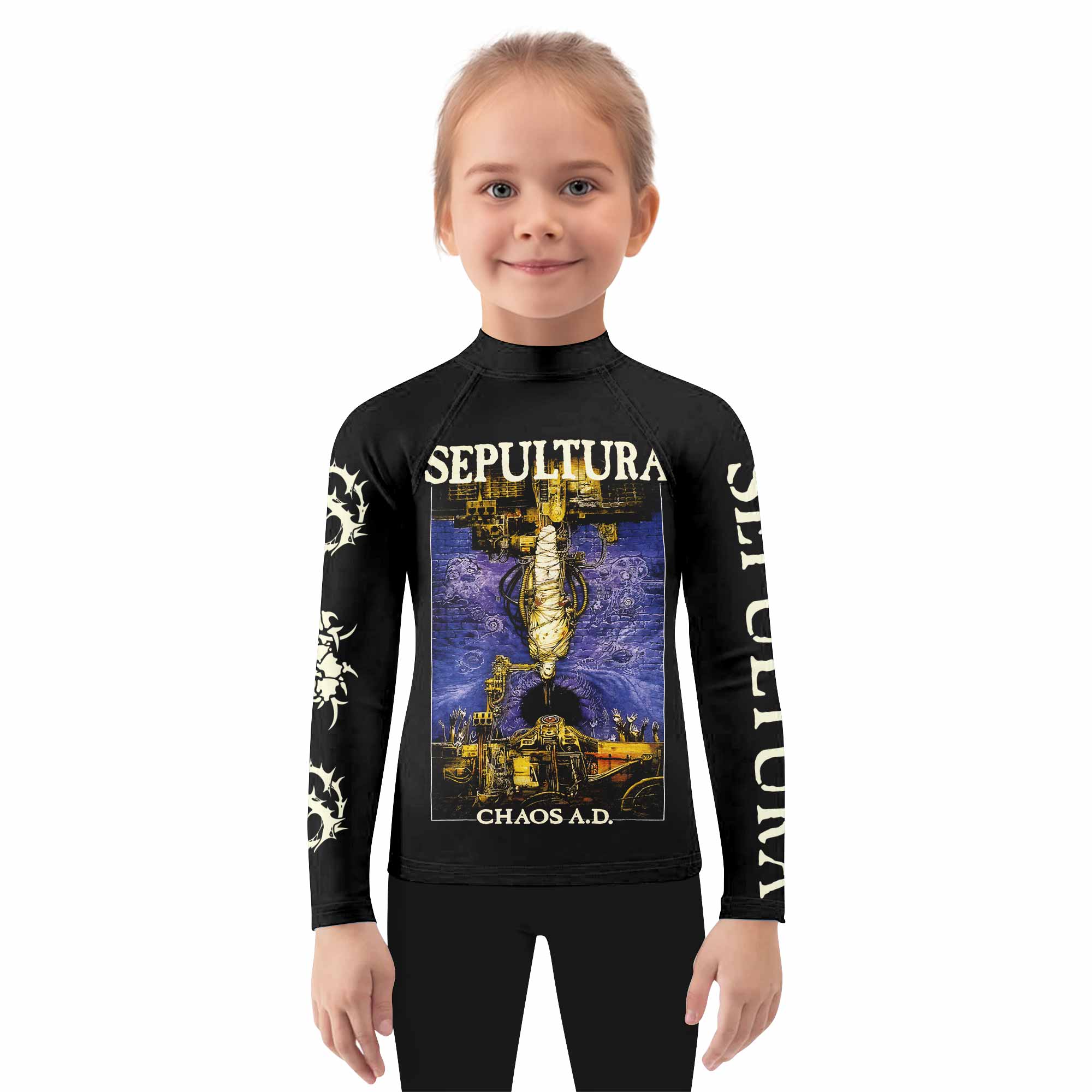Chaos A.D. Sepultura Kids Rash Guard Long Sleeve - girl's lifestyle view