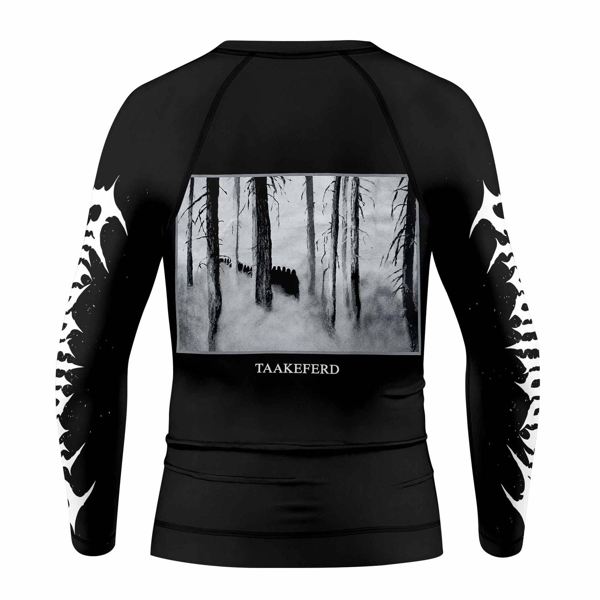 Darkthrone Under a Funeral Moon Kids Rash Guard Long Sleeve - back view mockup
