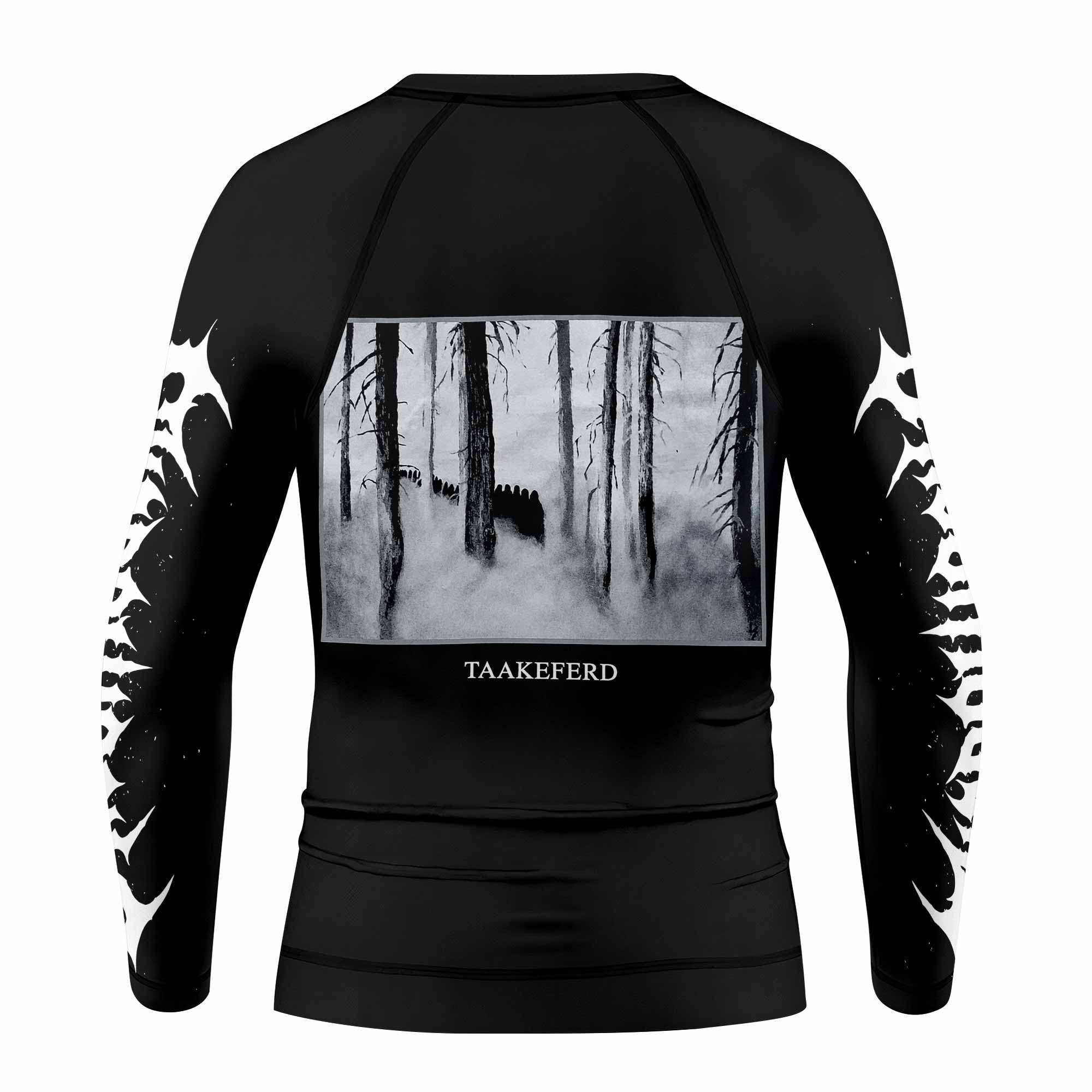 Darkthrone Under a Funeral Moon Kids Rash Guard Long Sleeve - back view mockup