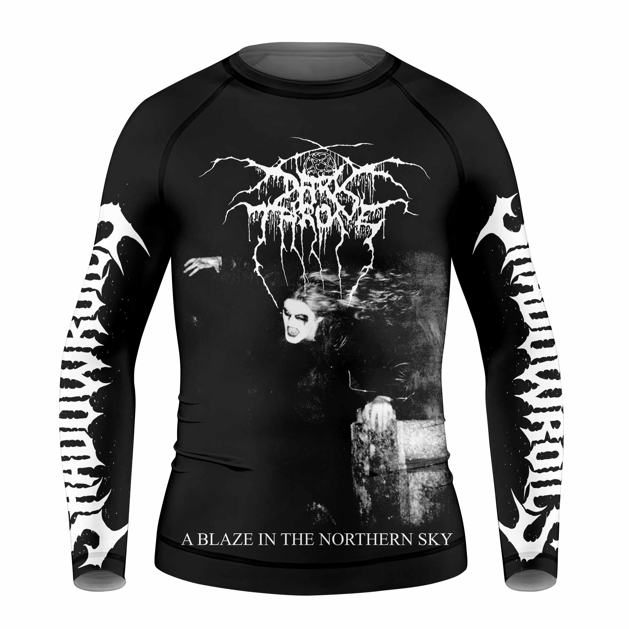Darkthrone A Blaze in the Northern Sky Kids Rash Guard Long Sleeve - front view mockup