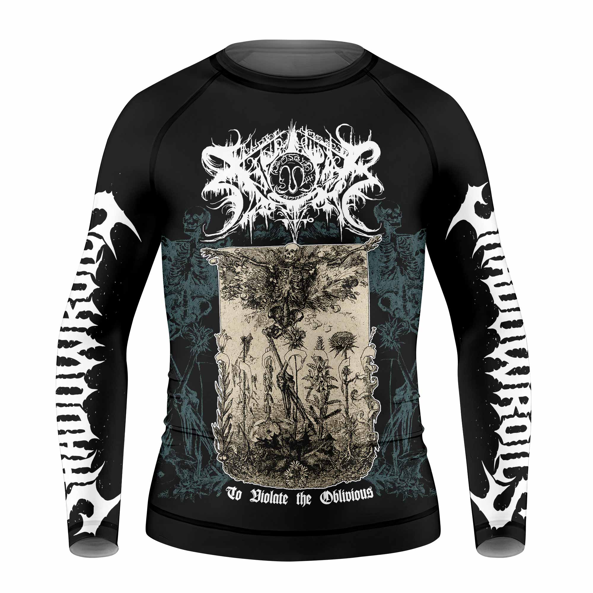 Xasthur To Violate the Oblivious Kids Rash Guard Long Sleeve - front view mockup