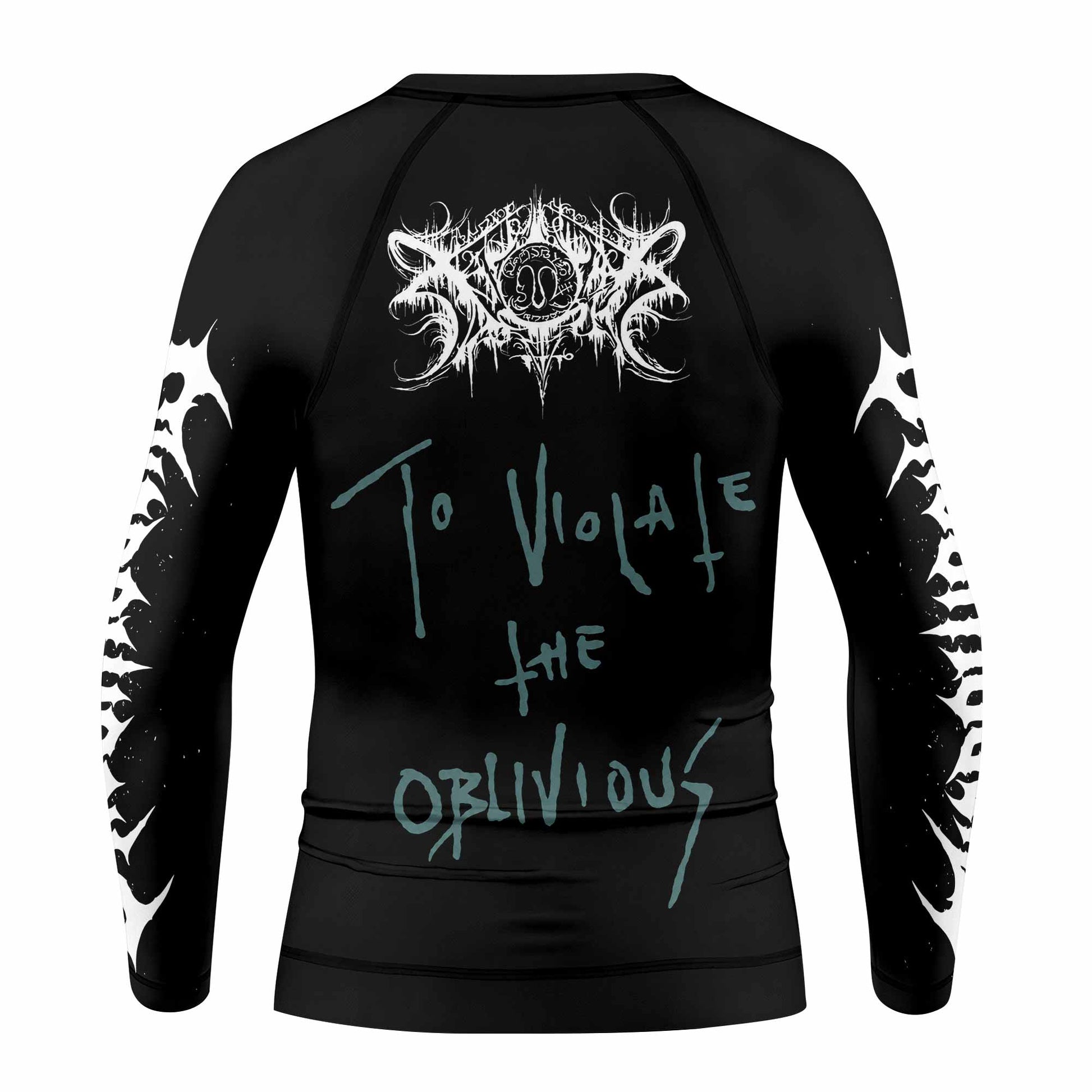 Xasthur To Violate the Oblivious Kids Rash Guard Long Sleeve - back view mockup