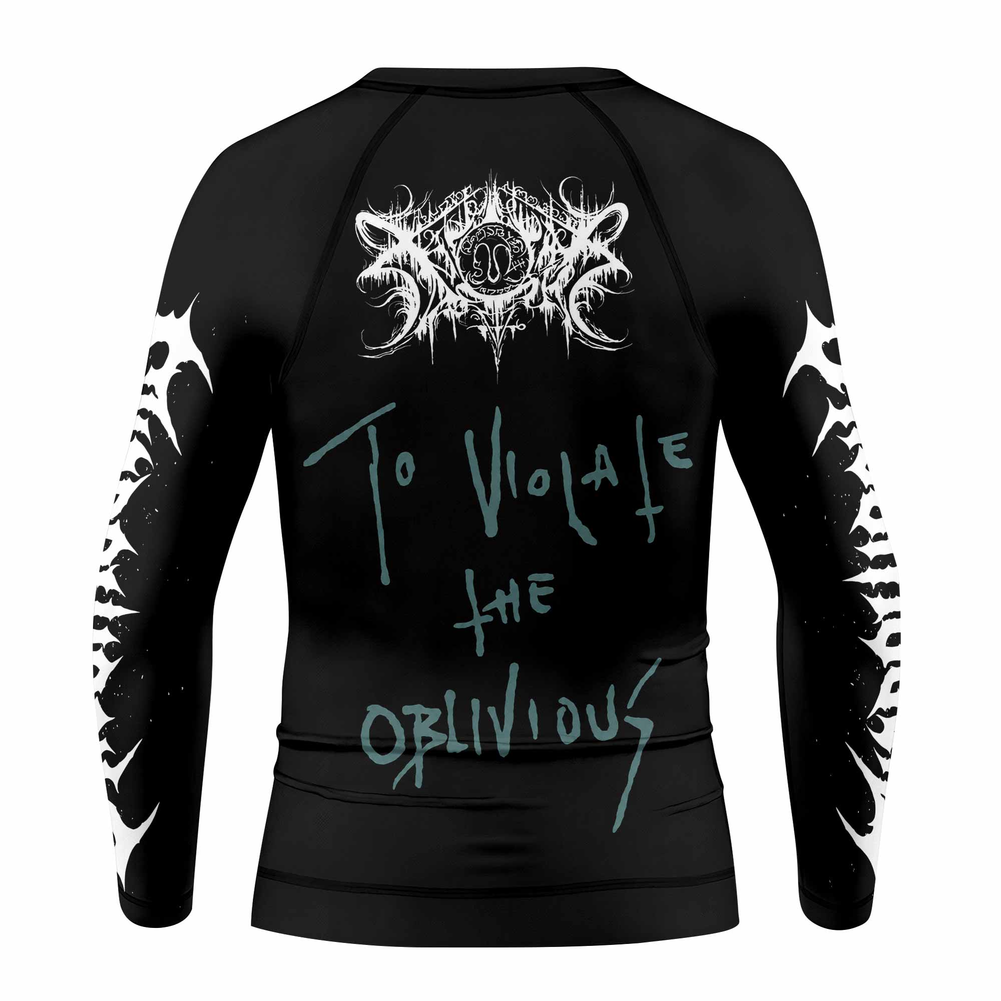 Xasthur To Violate the Oblivious Kids Rash Guard Long Sleeve - back view mockup