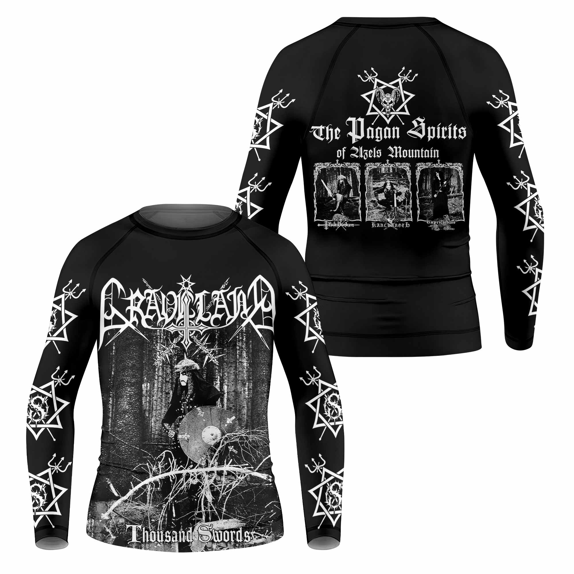 Graveland Thousand Swords Kids Rash Guard Long Sleeve - front and back view