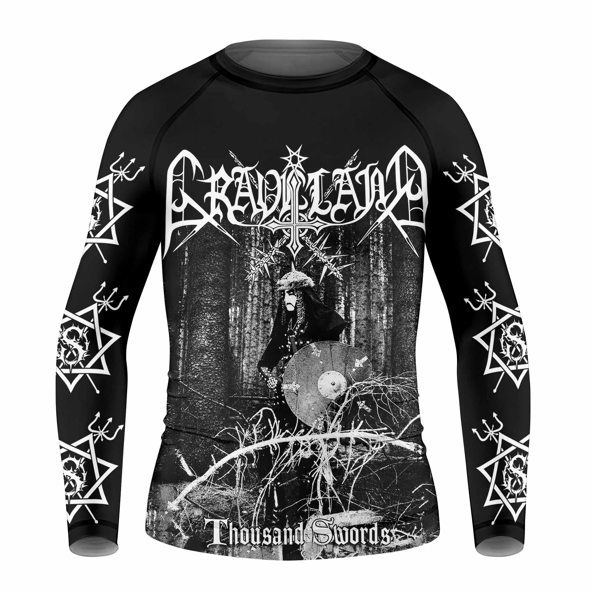 Graveland Thousand Swords Kids Rash Guard Long Sleeve - front view mockup