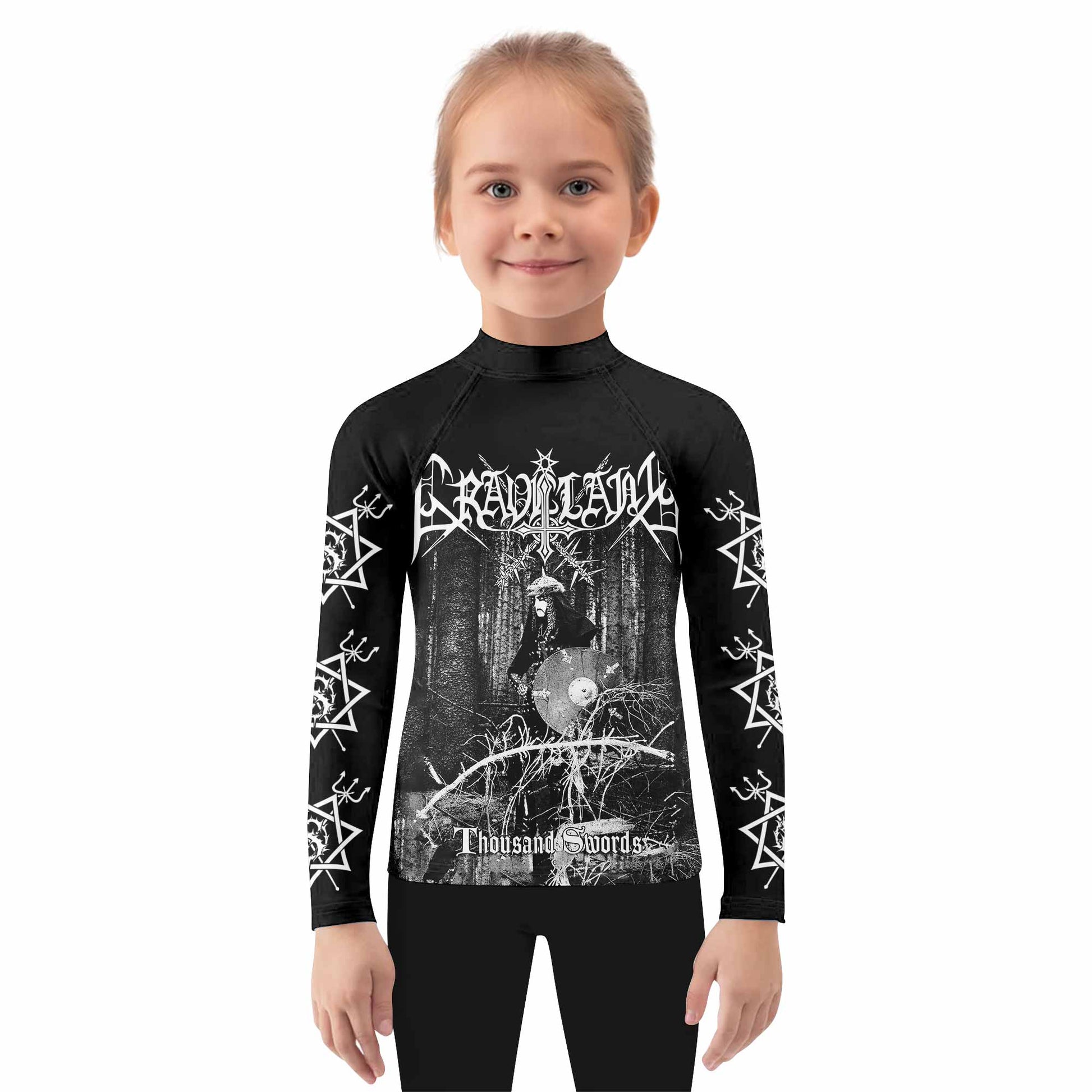 Graveland Thousand Swords Kids Rash Guard Long Sleeve - girl's lifestyle view