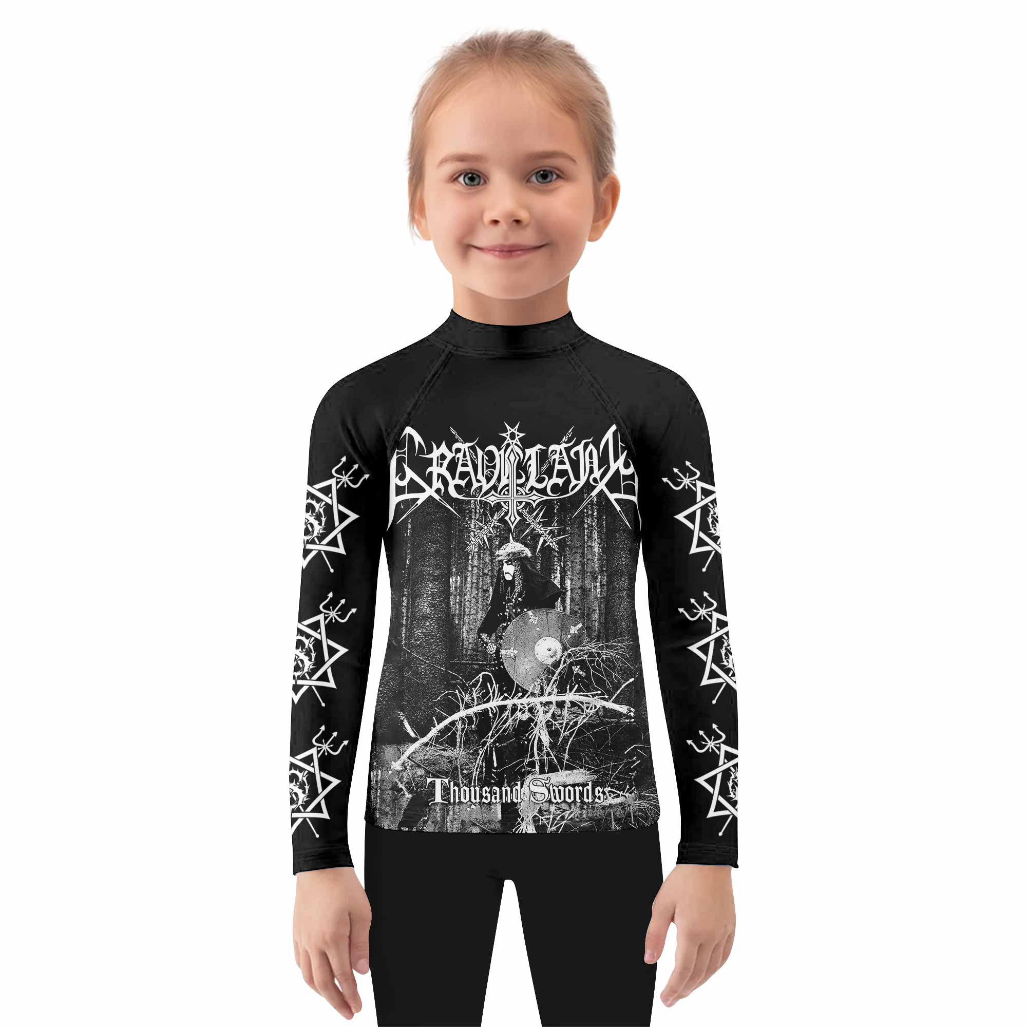 Graveland Thousand Swords Kids Rash Guard Long Sleeve - girl's lifestyle view