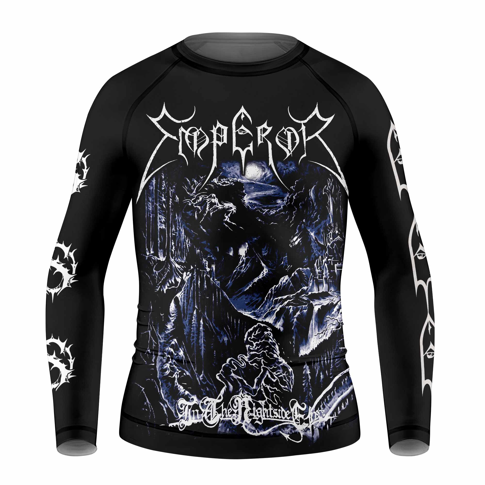 Emperor In the Nightside Eclipse Kids Rash Guard Long Sleeve - front view mockup