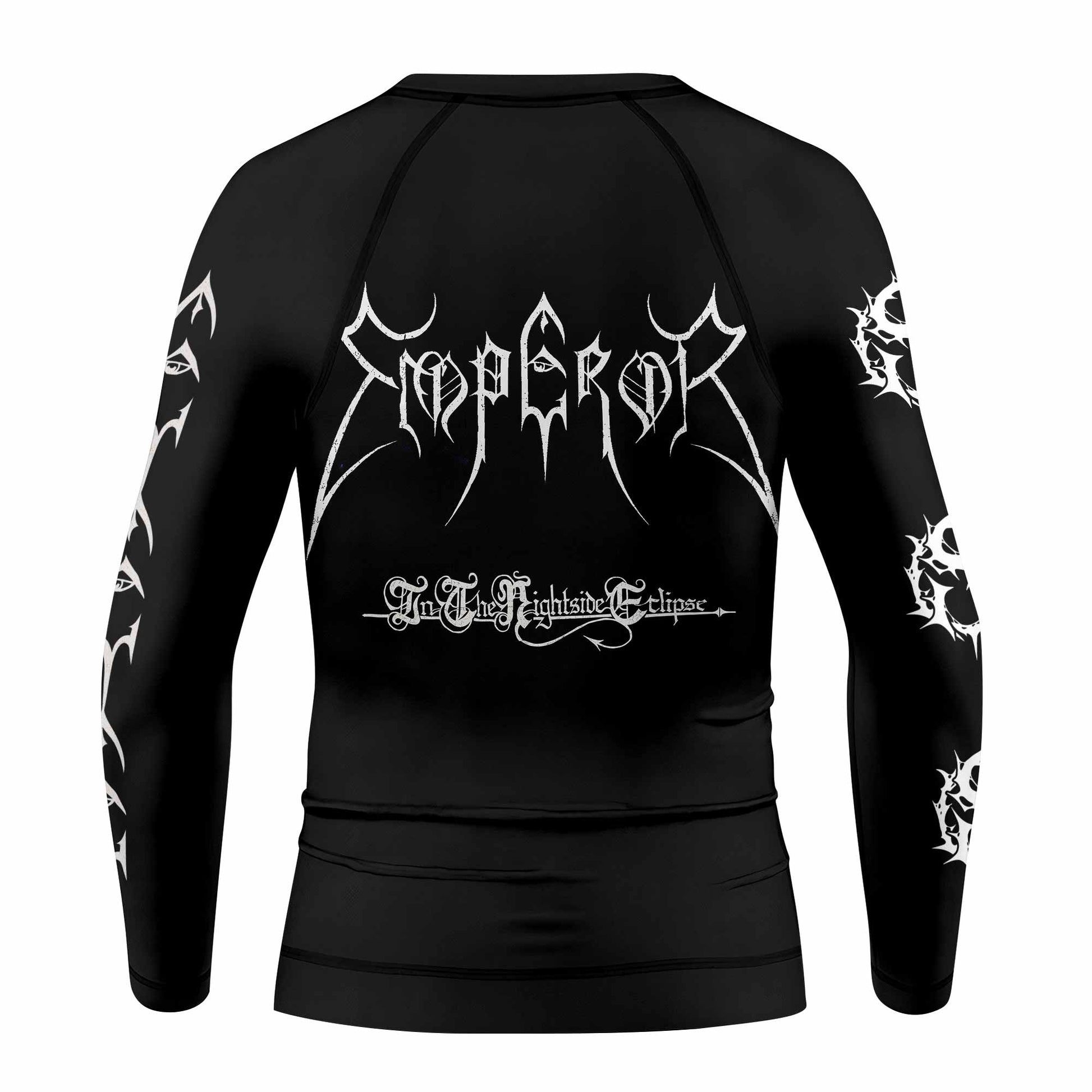 Emperor In the Nightside Eclipse Kids Rash Guard Long Sleeve - back view mockup