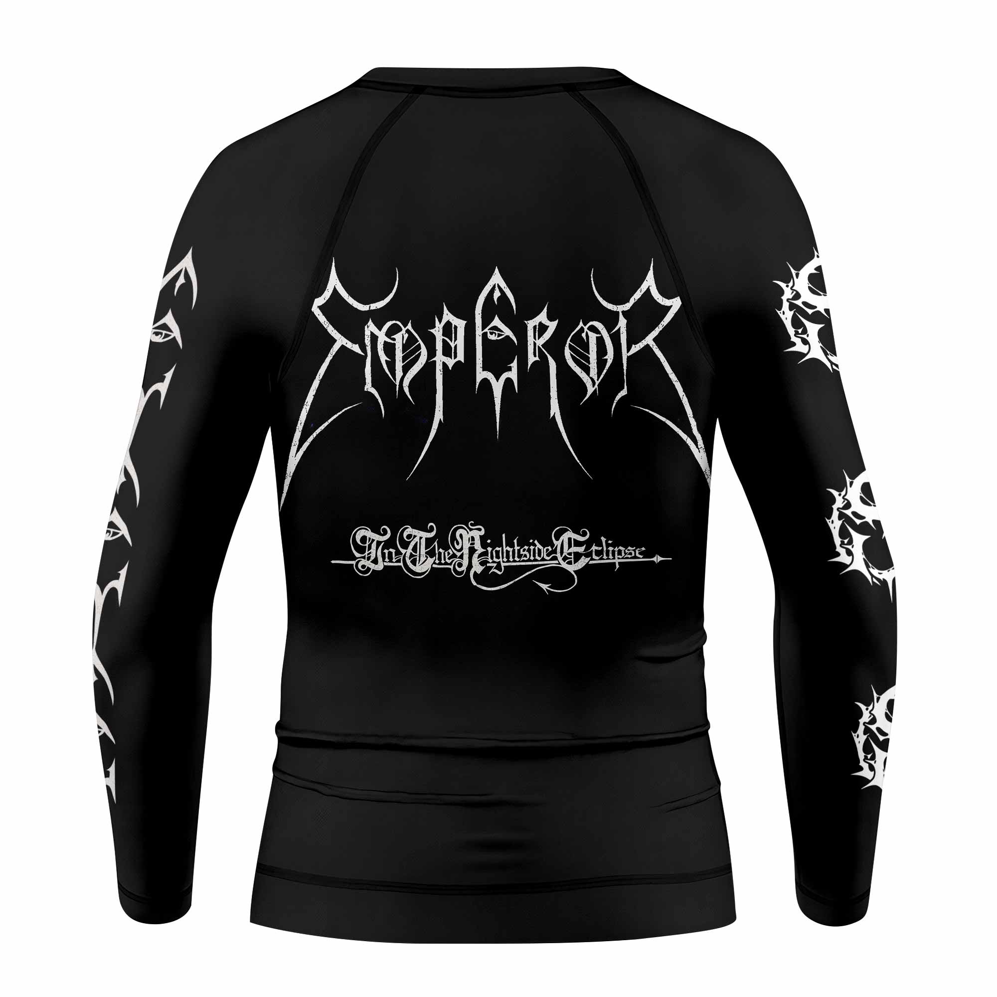 Emperor In the Nightside Eclipse Kids Rash Guard Long Sleeve - back view mockup