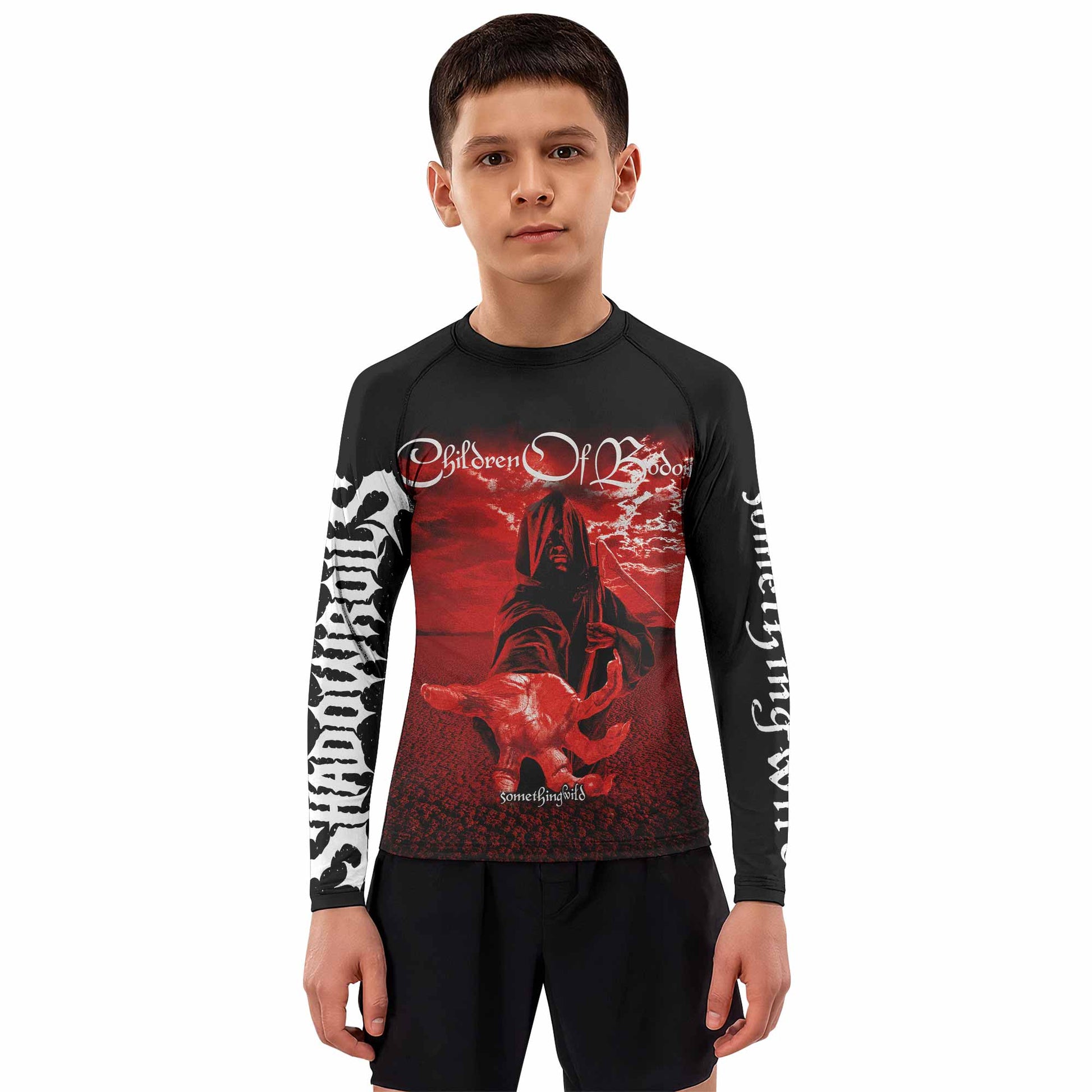 Children of Bodom Something Wild Kids Rash Guard Long Sleeve - boy's lifestyle view