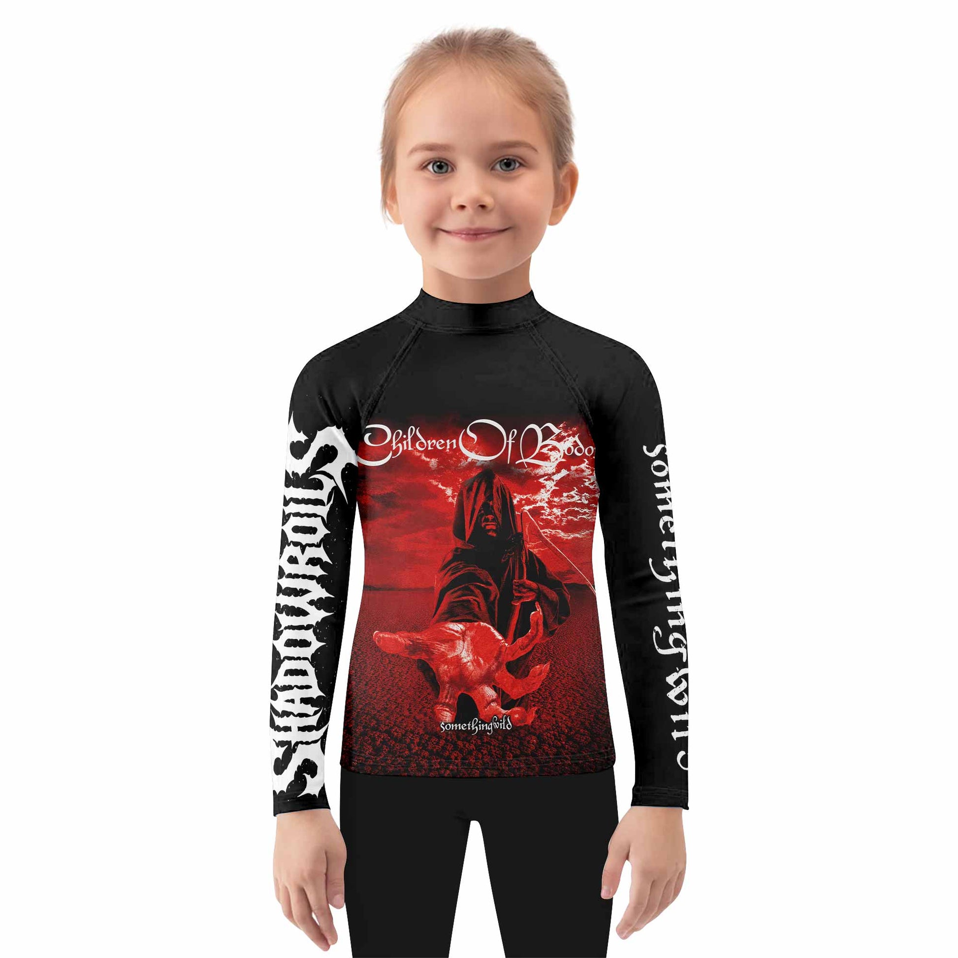 Children of Bodom Something Wild Kids Rash Guard Long Sleeve - girl's lifestyle view