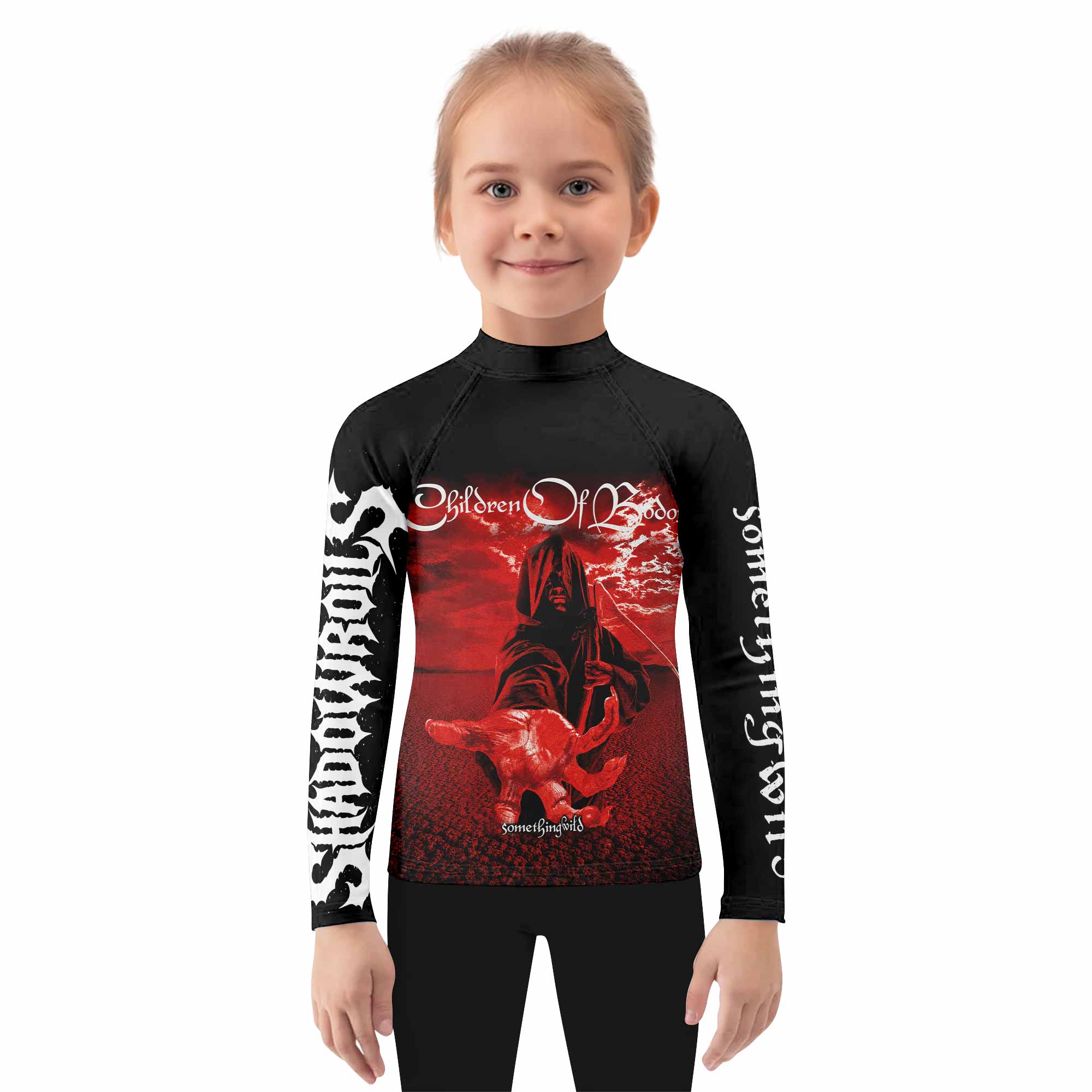 Children of Bodom Something Wild Kids Rash Guard Long Sleeve - girl's lifestyle view