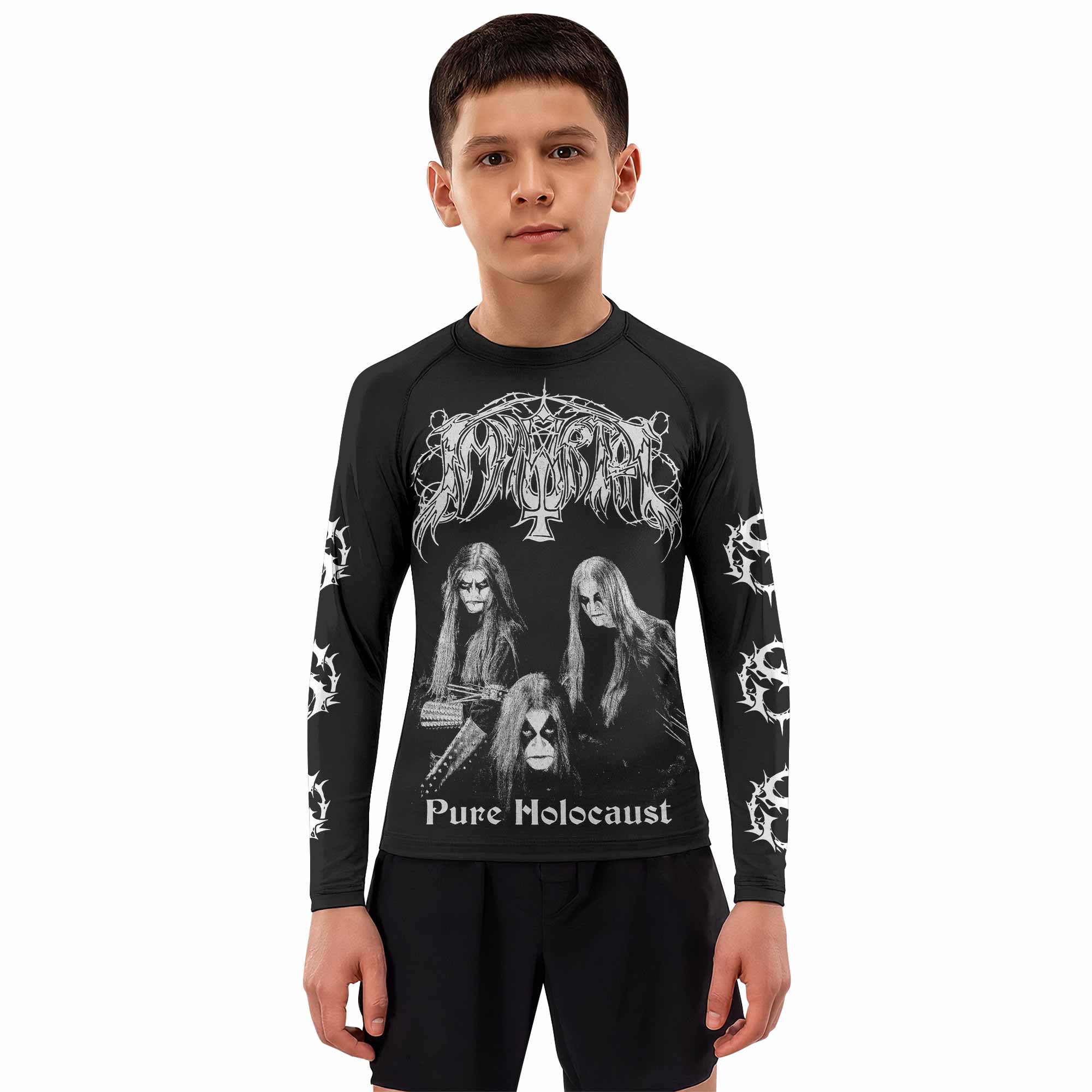 Immortal Pure Holocaust Kids Rash Guard Long Sleeve - boy's lifestyle view