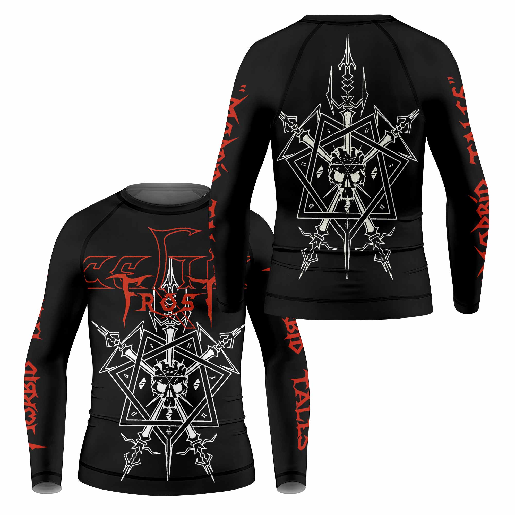 Celtic Frost Morbid Tales Sigil Kids Rash Guard Long Sleeve - front and back view