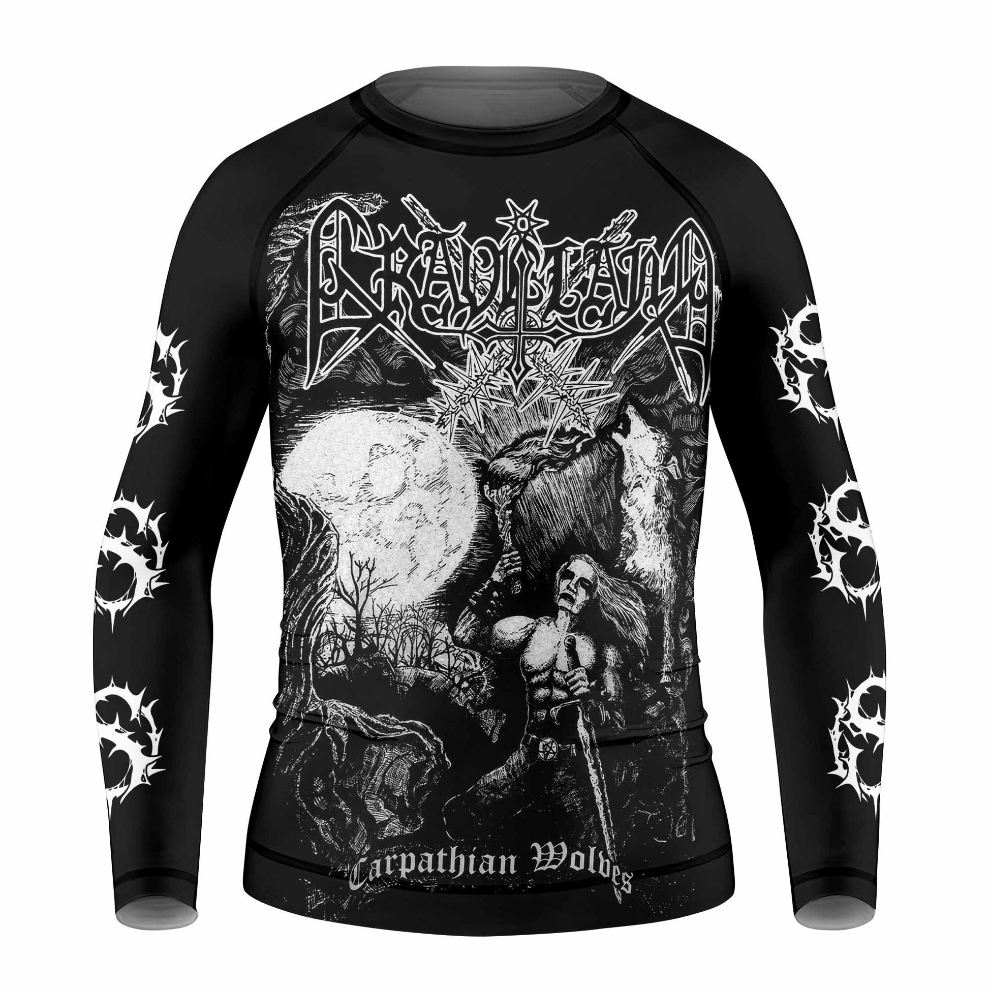 Graveland Carpathian Wolves Kids Rash Guard Long Sleeve - front view mockup