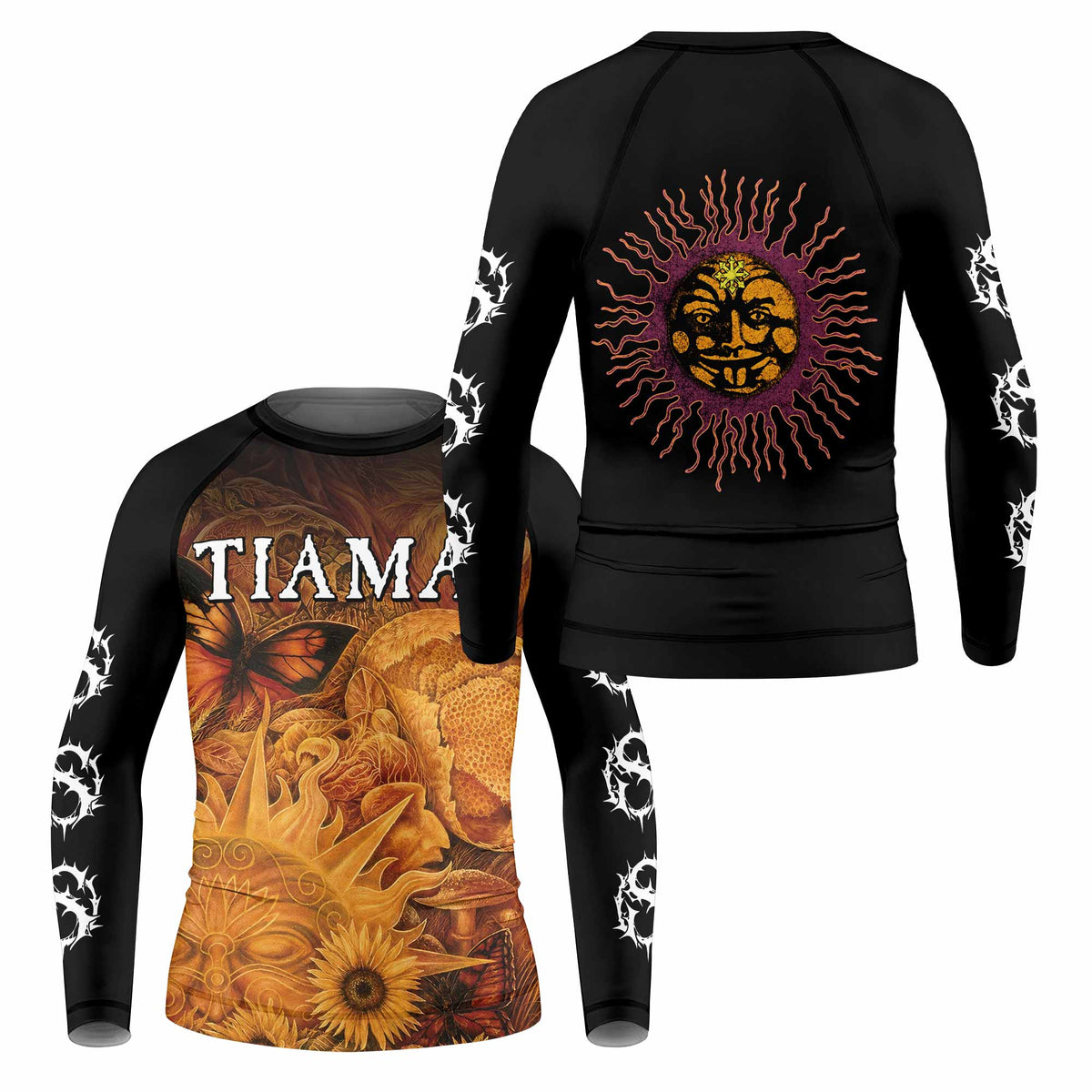 Tiamat Spiritual Sun Kids Rash Guard Long Sleeve - front and back view