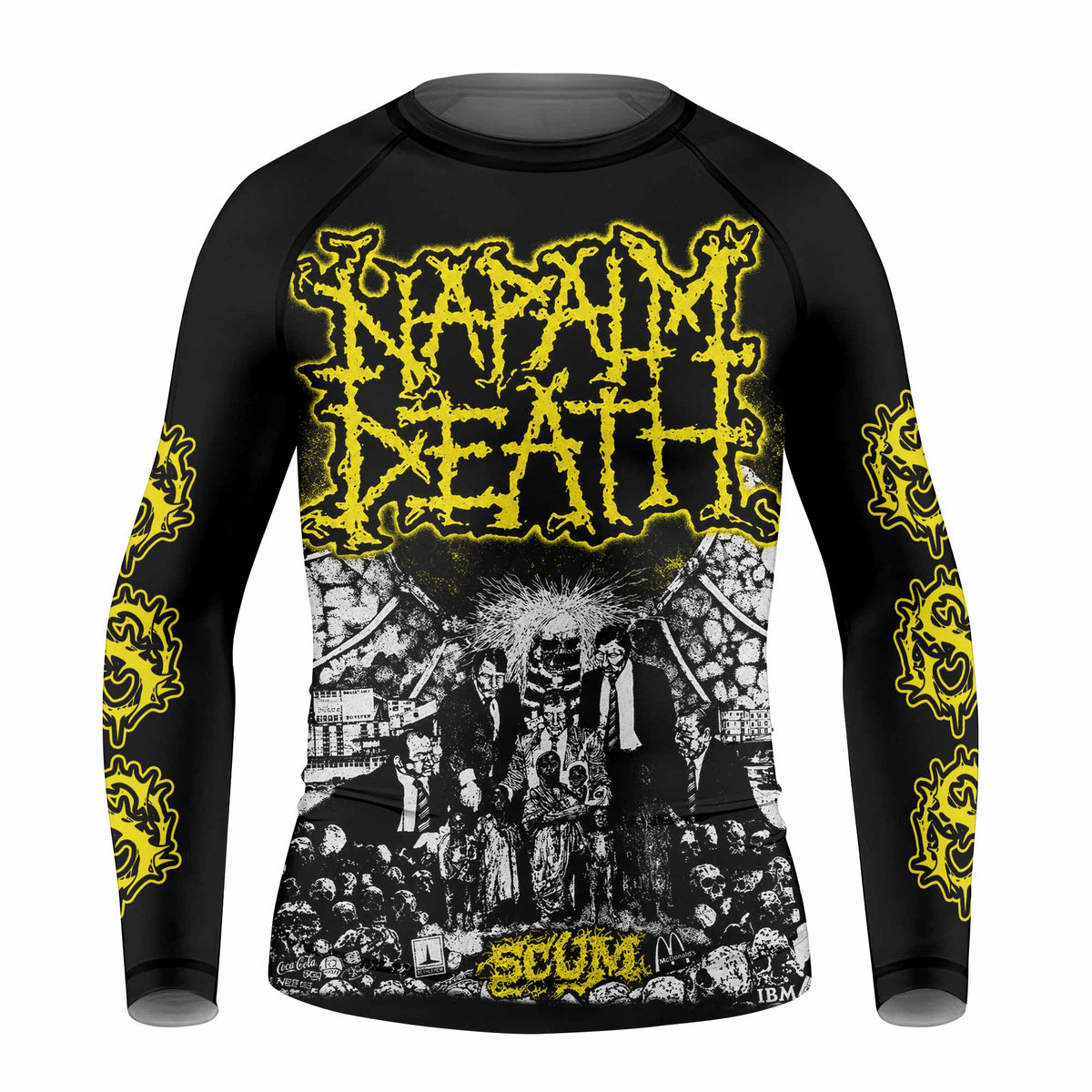 Napalm Death Scum Kids Rash Guard Long Sleeve - front view mockup